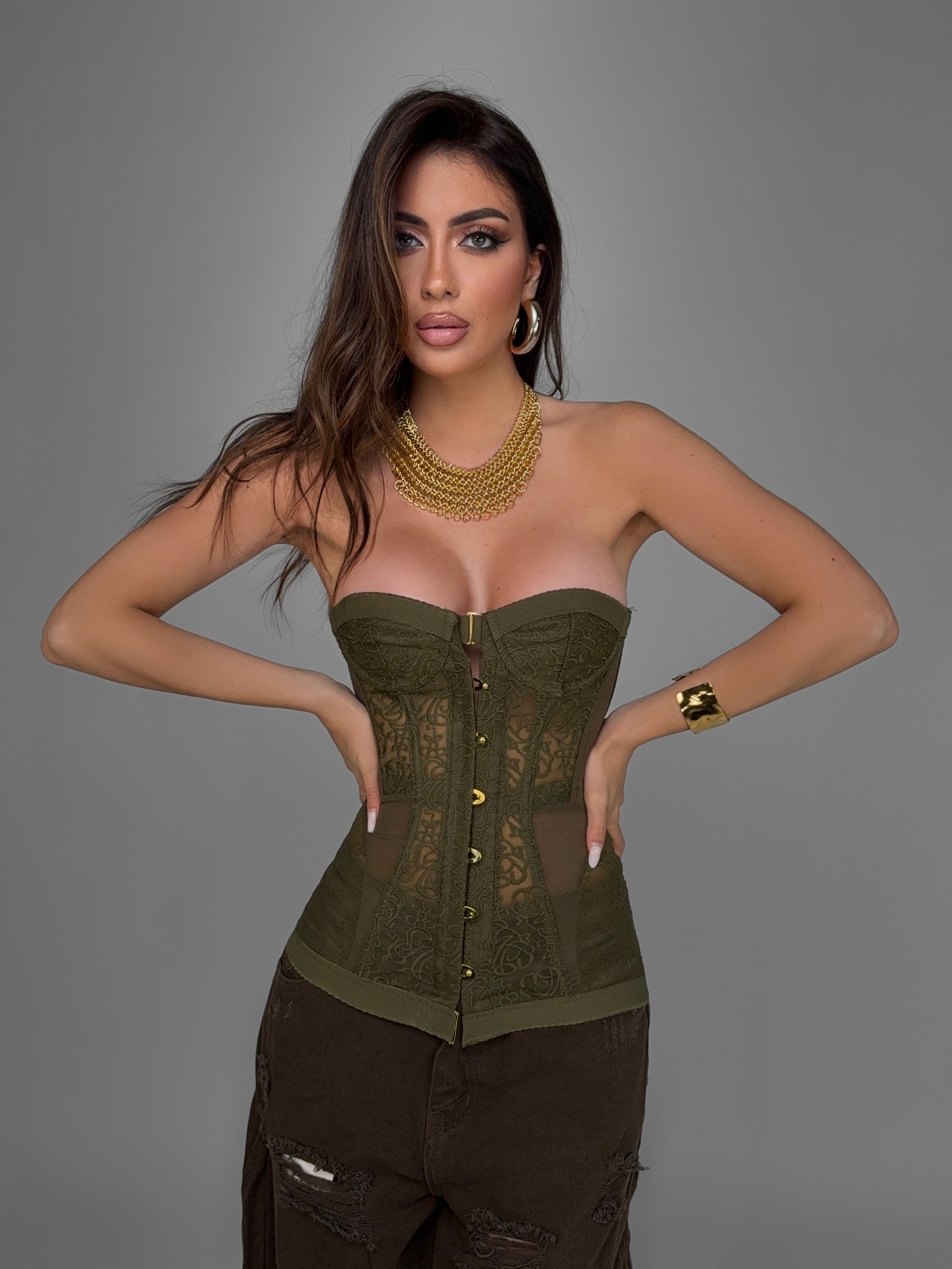 Corset Coquette Lace-Green