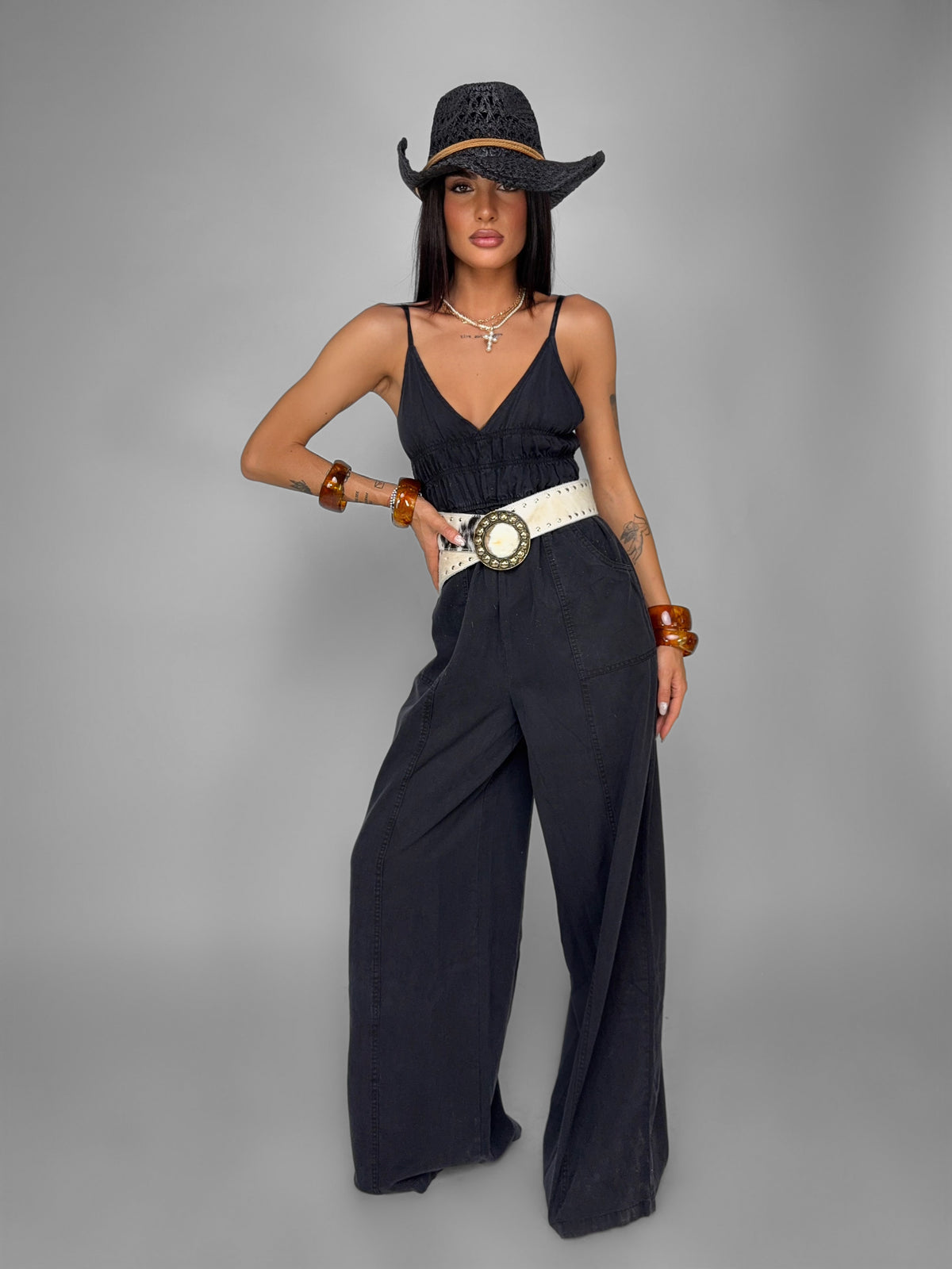 Tuta Denim Effect-Black