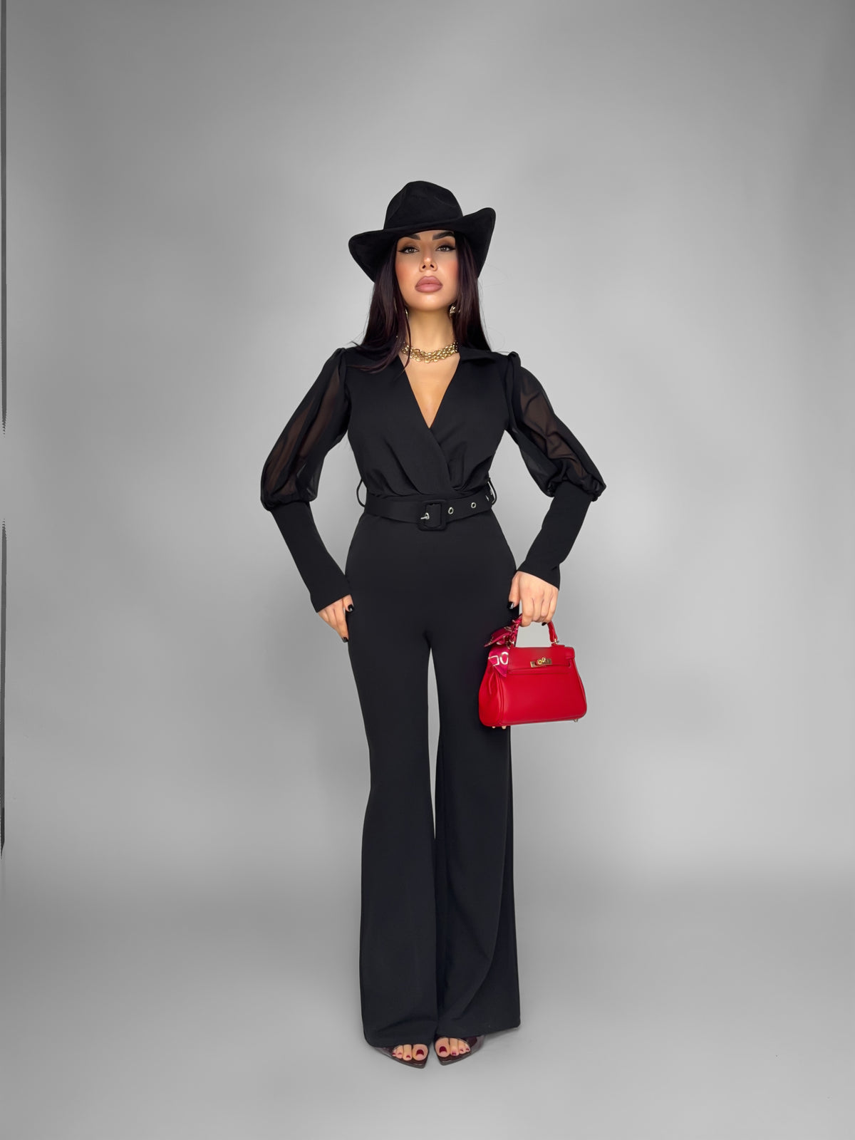 Lunar Veil Jumpsuit-Black