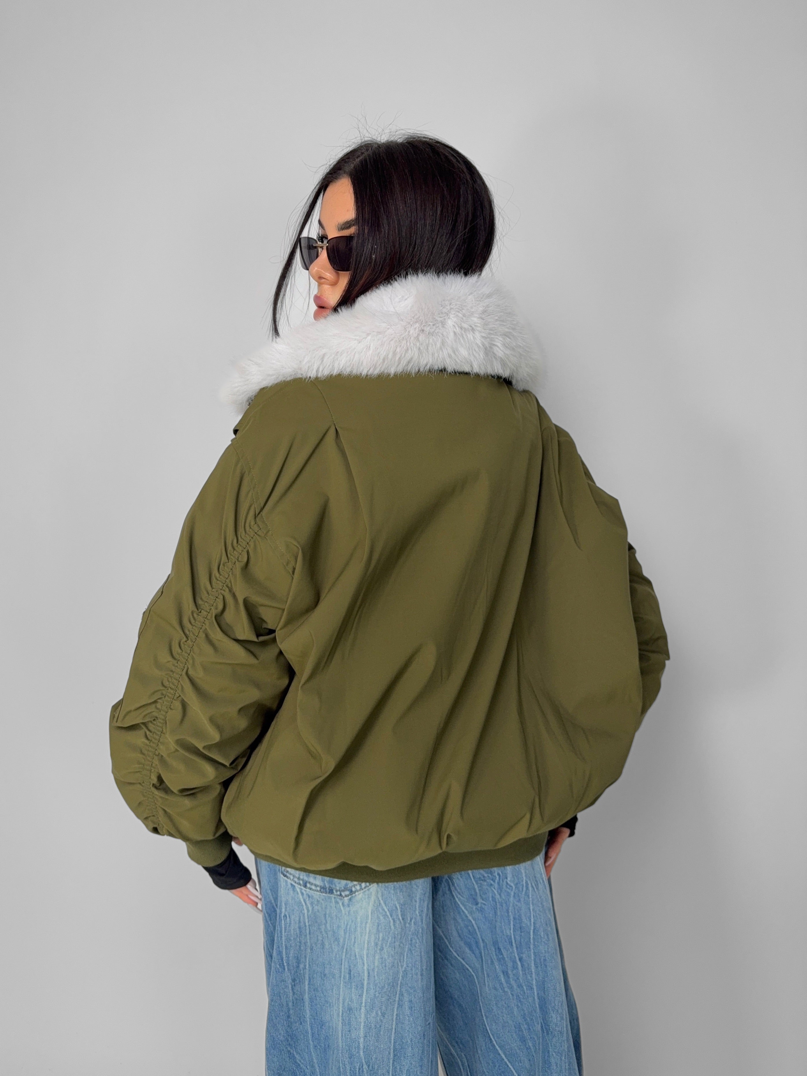Maxi Fur Jacket - Green