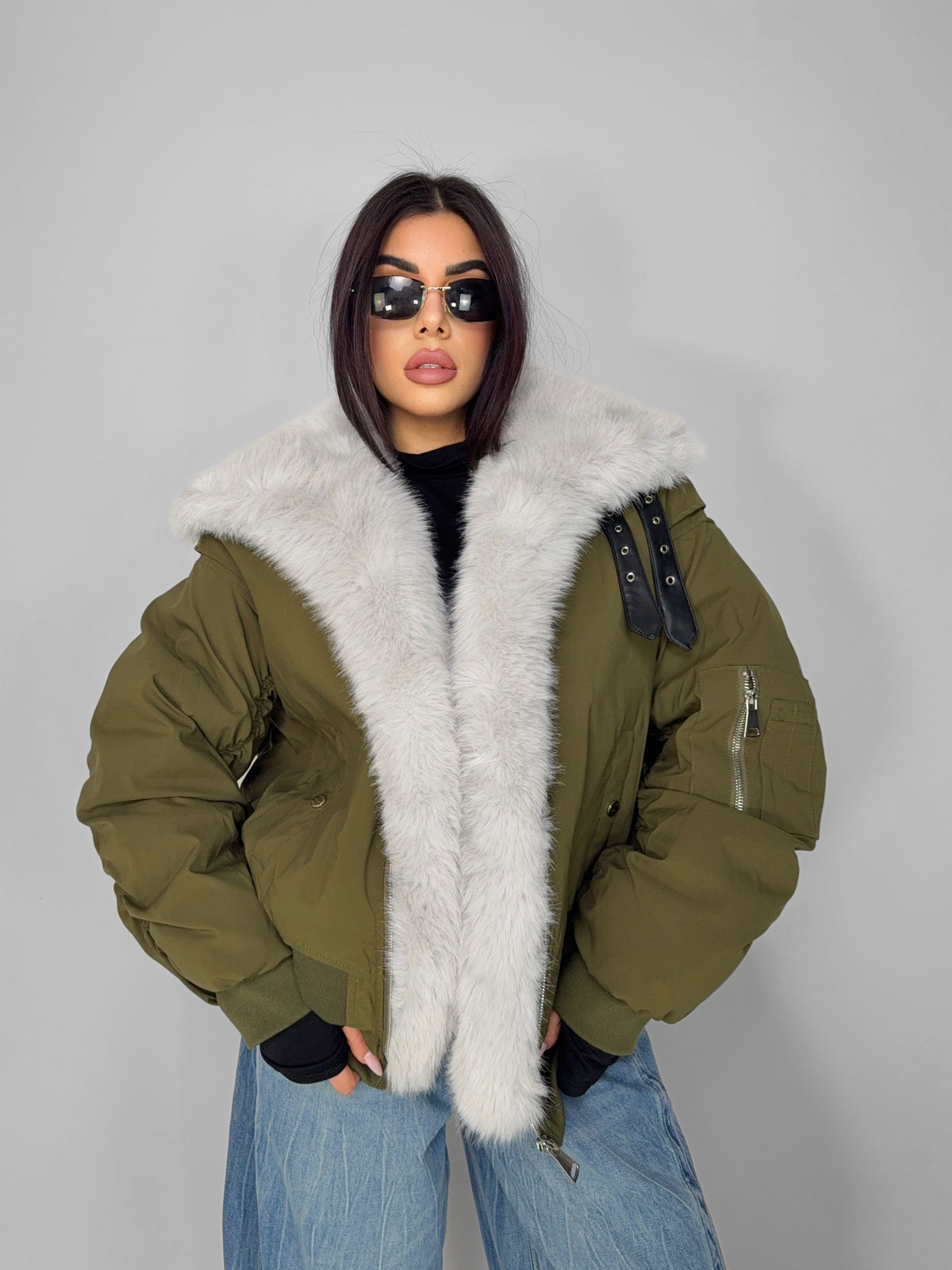 Maxi Fur Jacket - Green