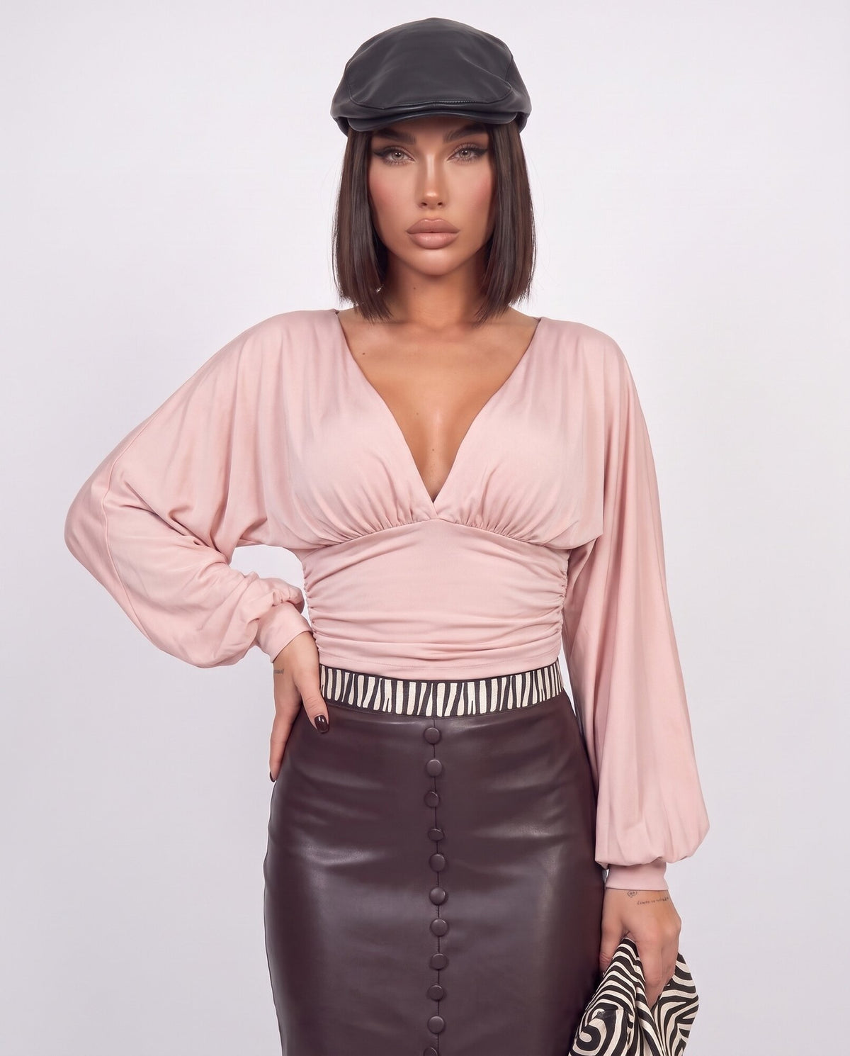 Maglia V Basic-Pink