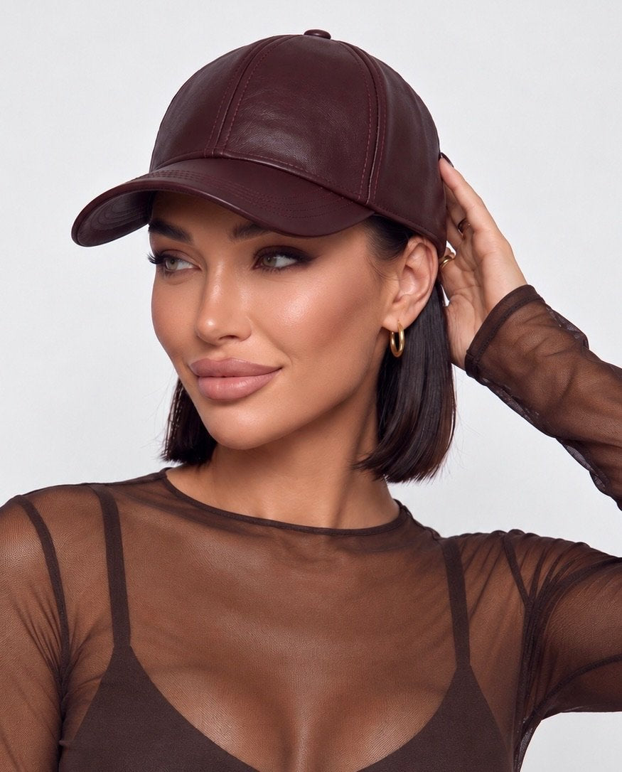 Cappello Leather Look-Cherry Red