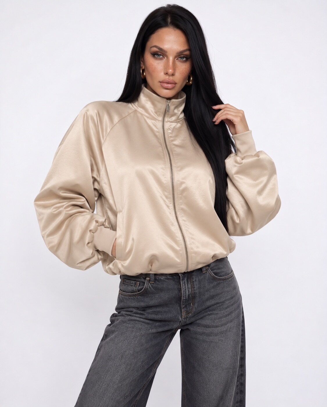 Bomber Satin Track-Gold