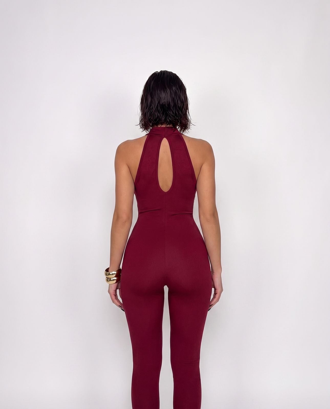 Mocha Jumpsuit - Cherry Red