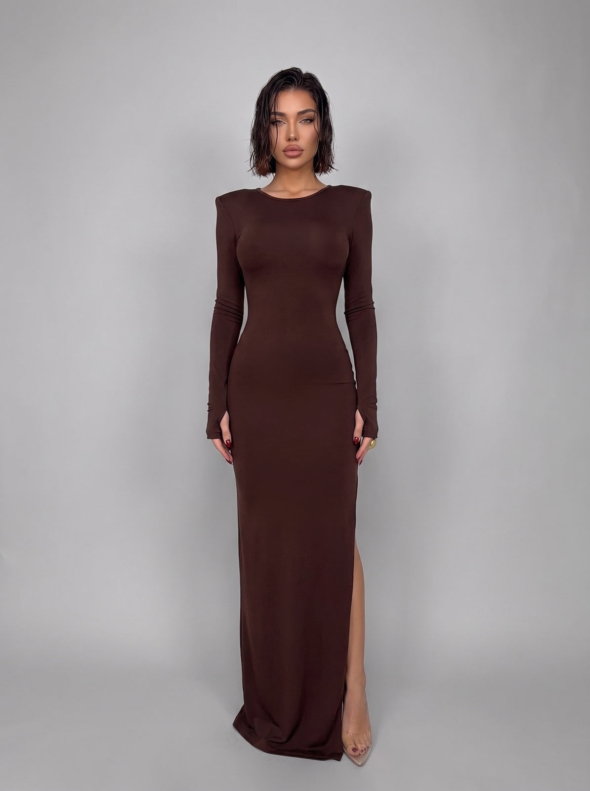 Abito Bare Back-Brown