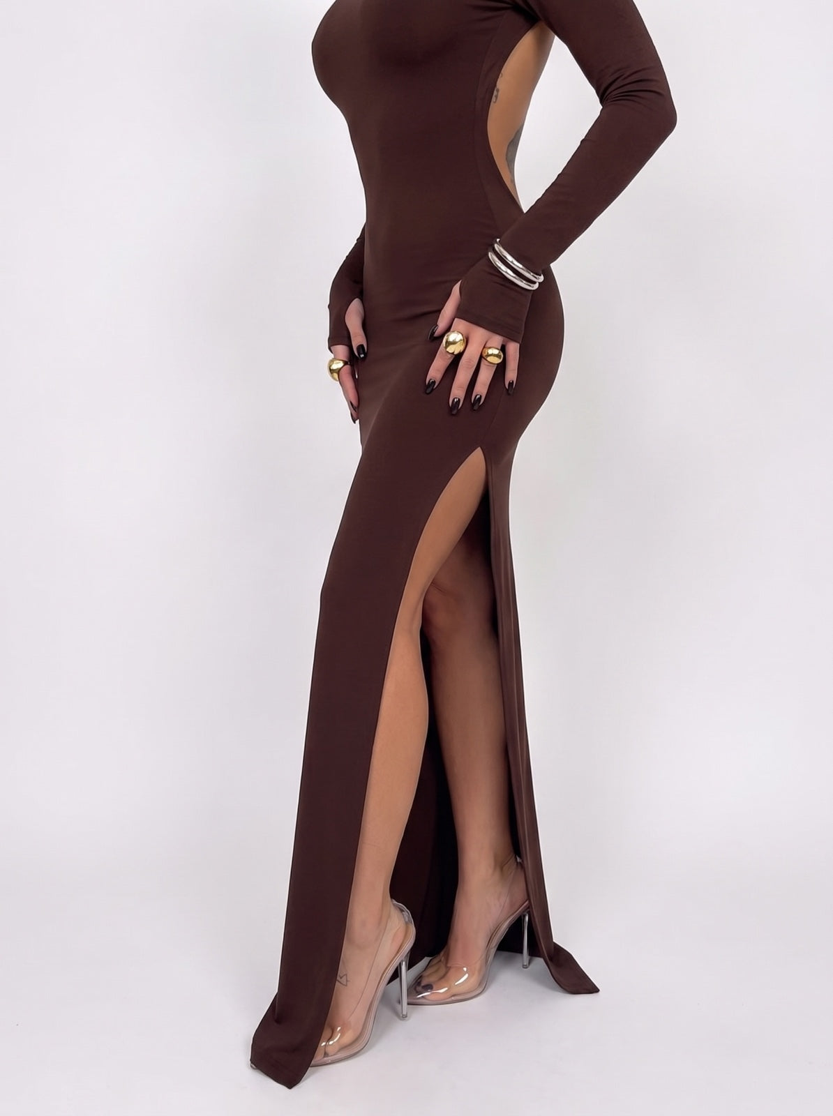Abito Bare Back-Brown