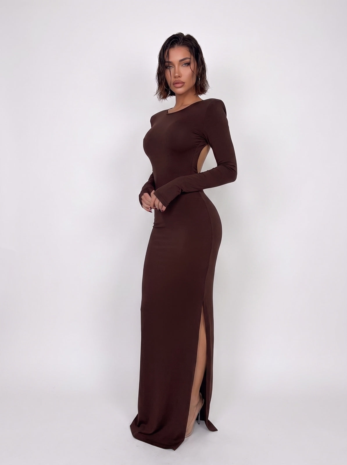 Abito Bare Back-Brown