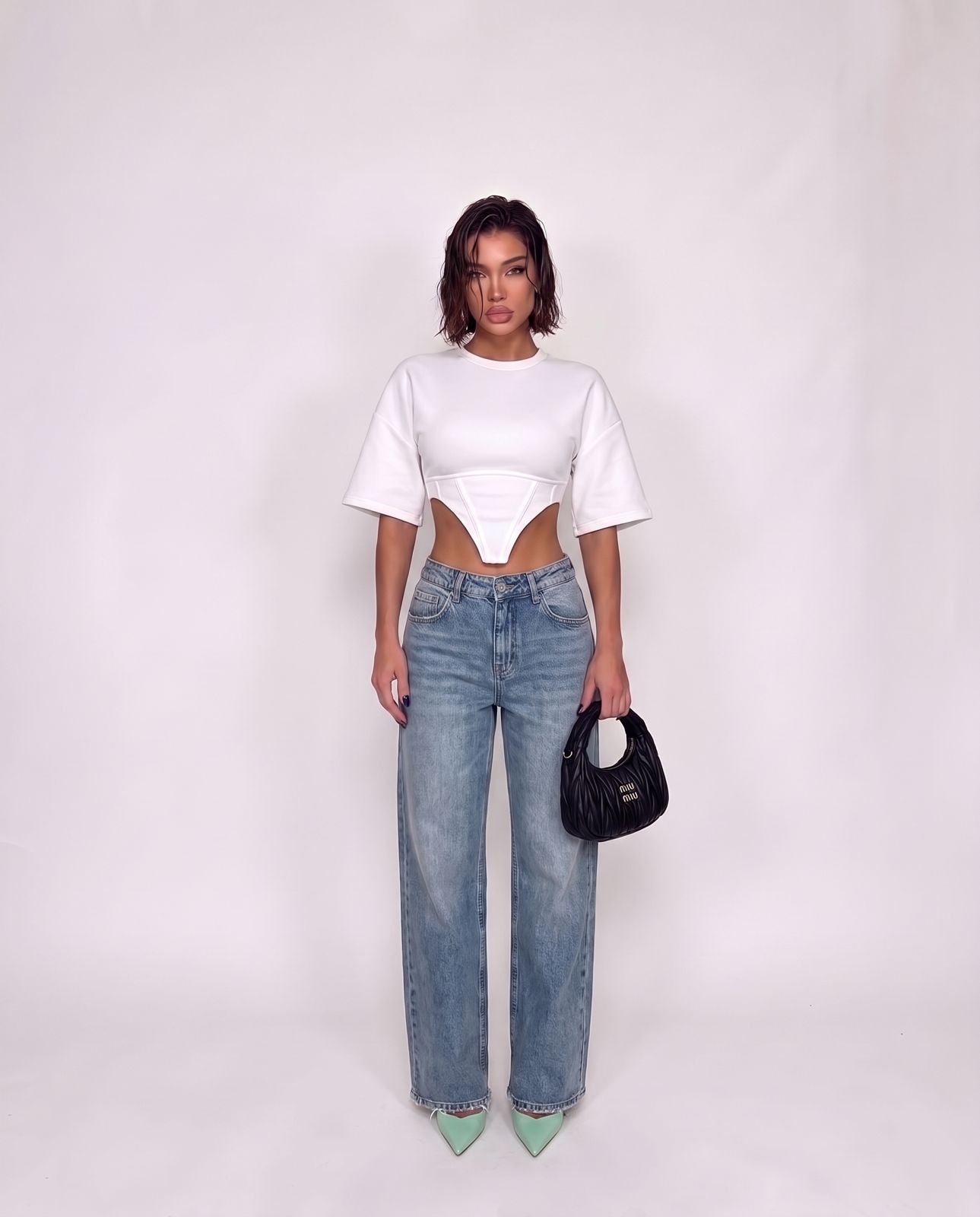 T-shirt Corset Waist - White