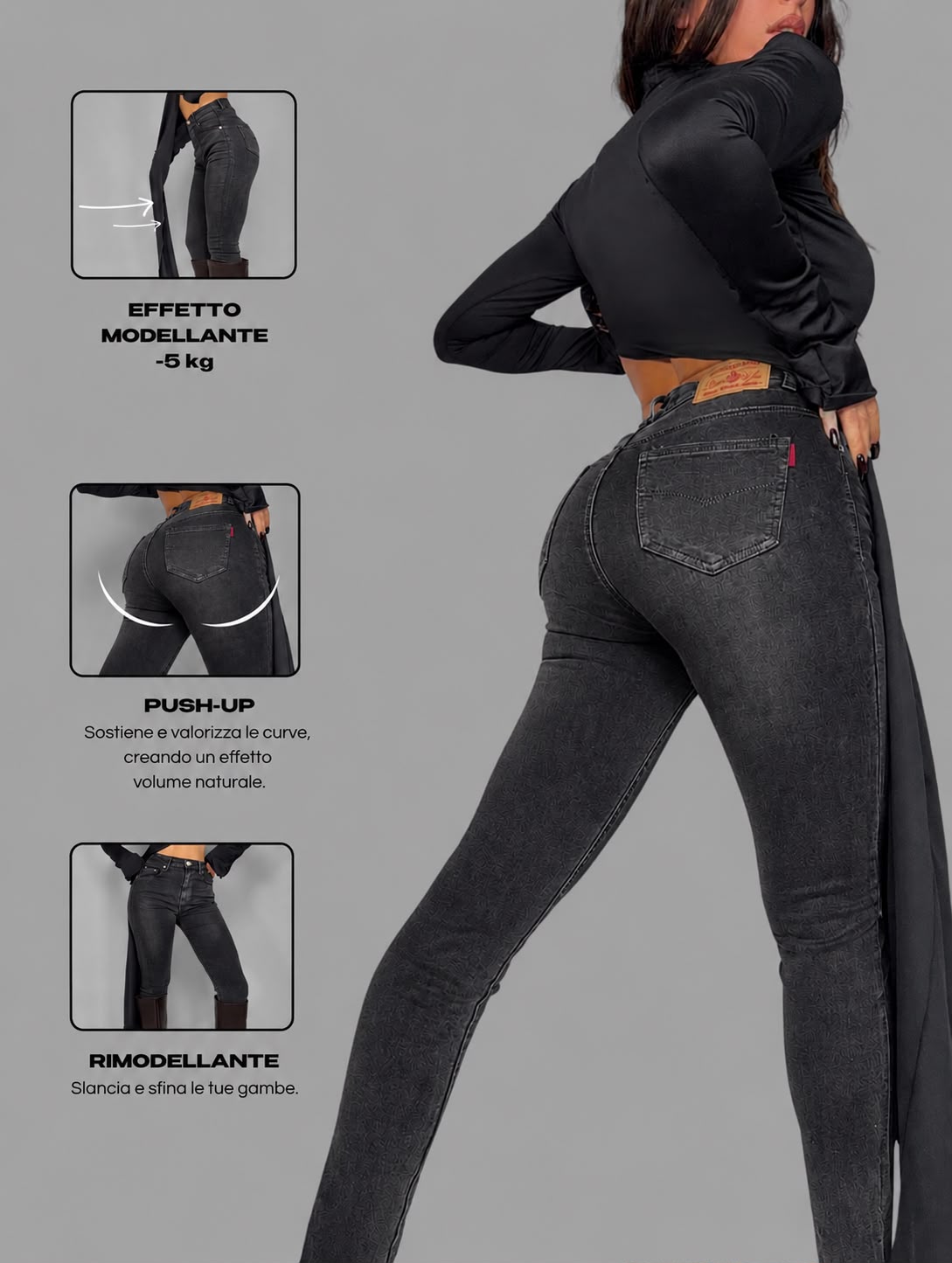 Jeans Miracle Push Up -5KG - Dark Grey