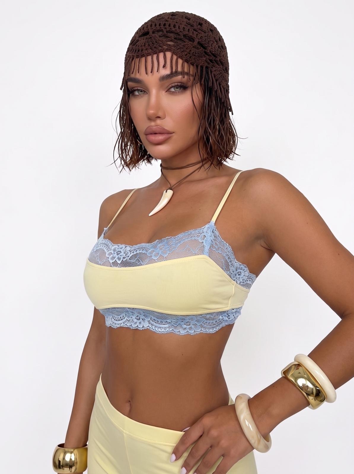 Co-ord Set Sleek Lace-Yellow