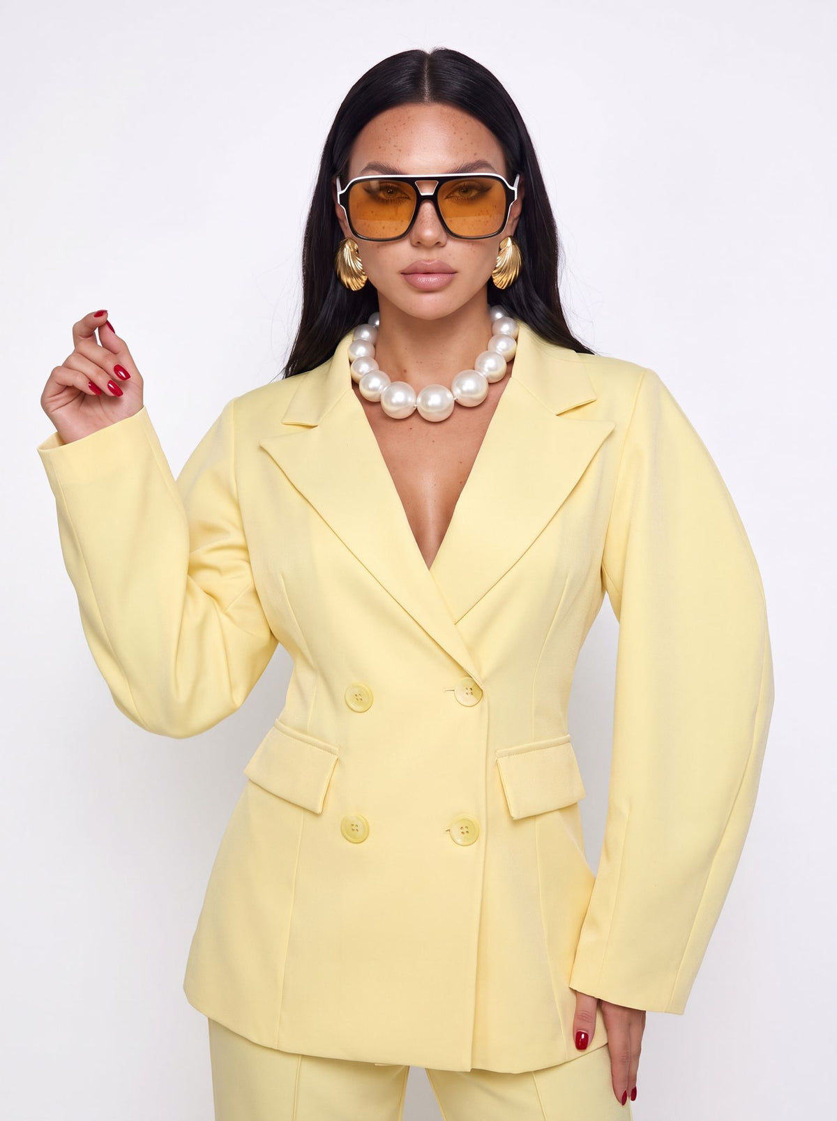 Co-ord Set Double Breasted-Yellow