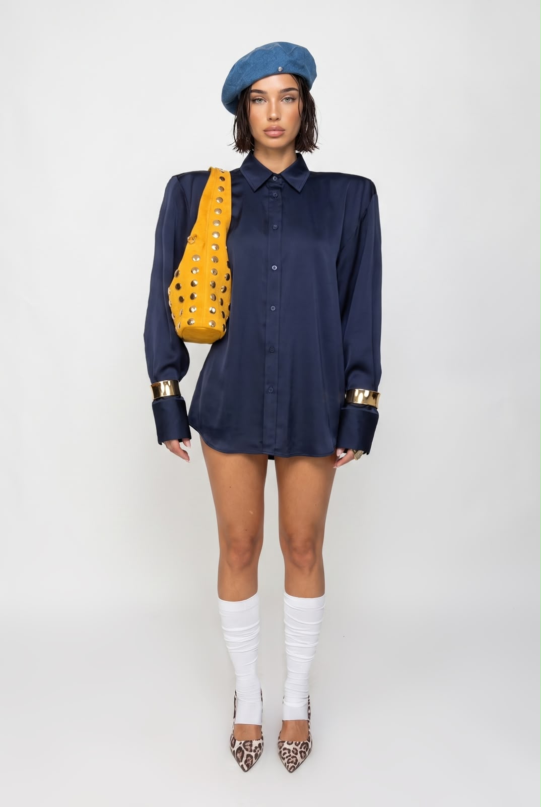 Camicia Shiny Satin-Blu