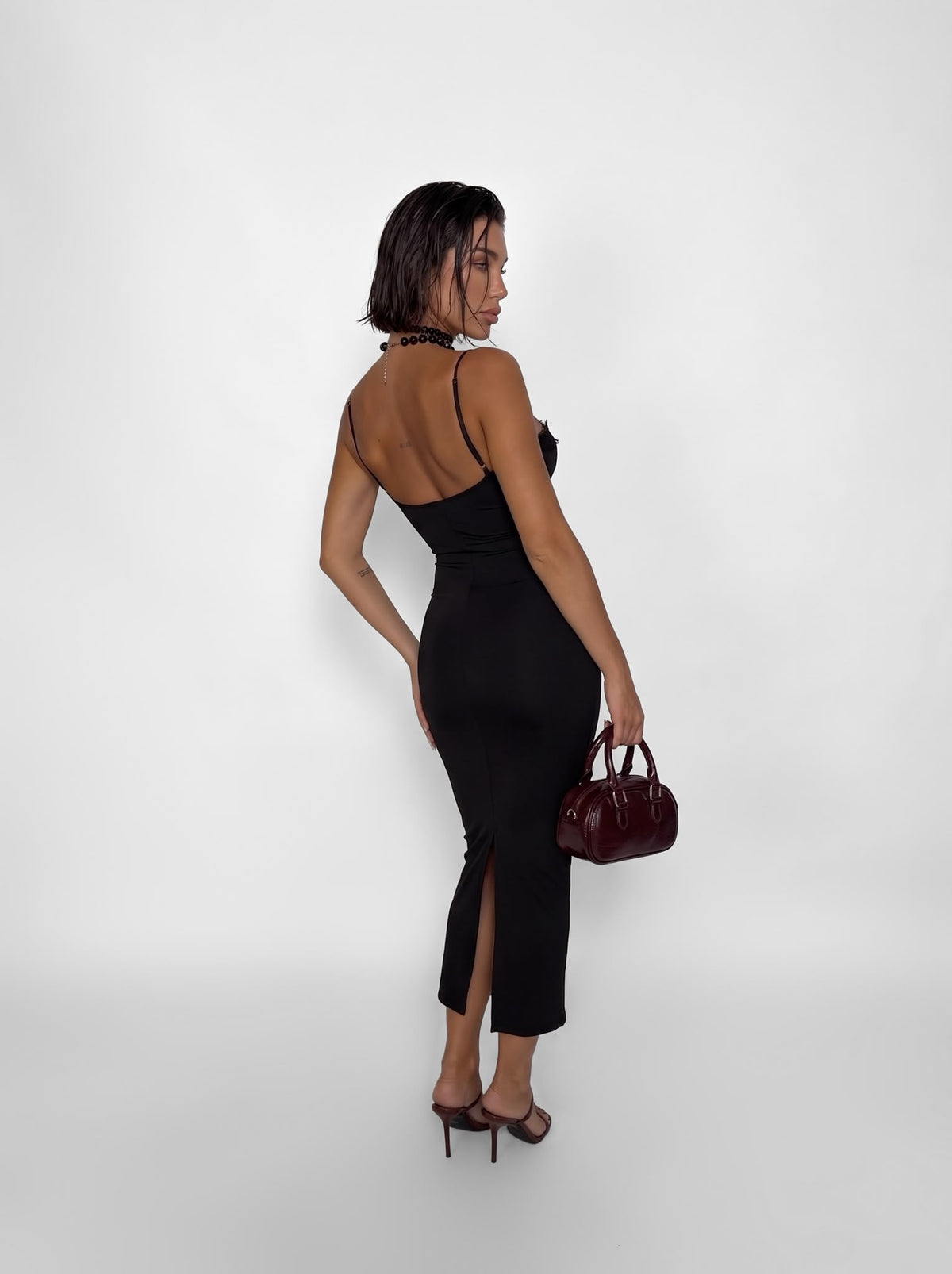 Abito Sheer Lace-Black