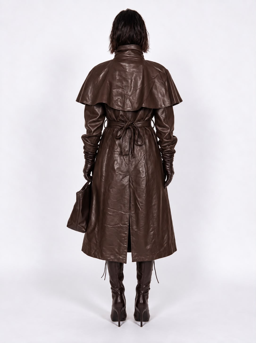 Trench Leather Wrap-Brown
