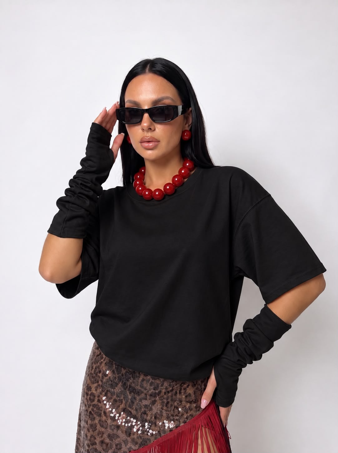 Camiseta Shoulder On - Negro