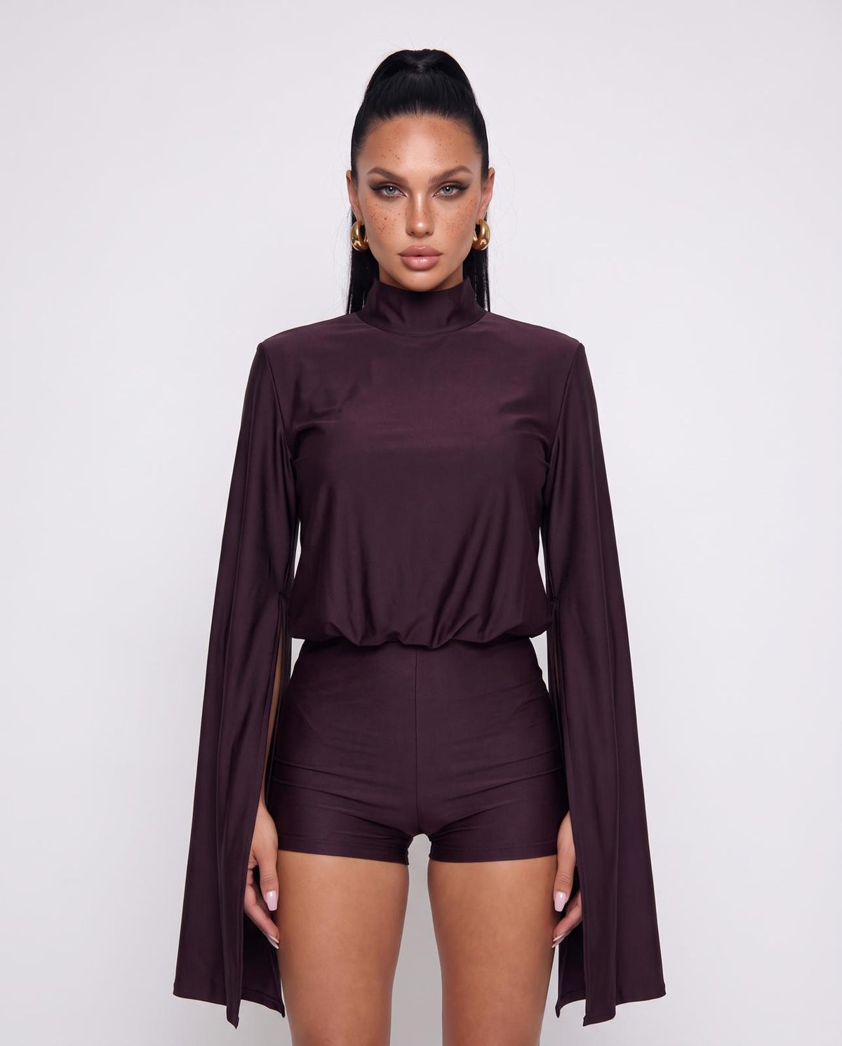Jumpsuit Fluid Sleeve-Wine