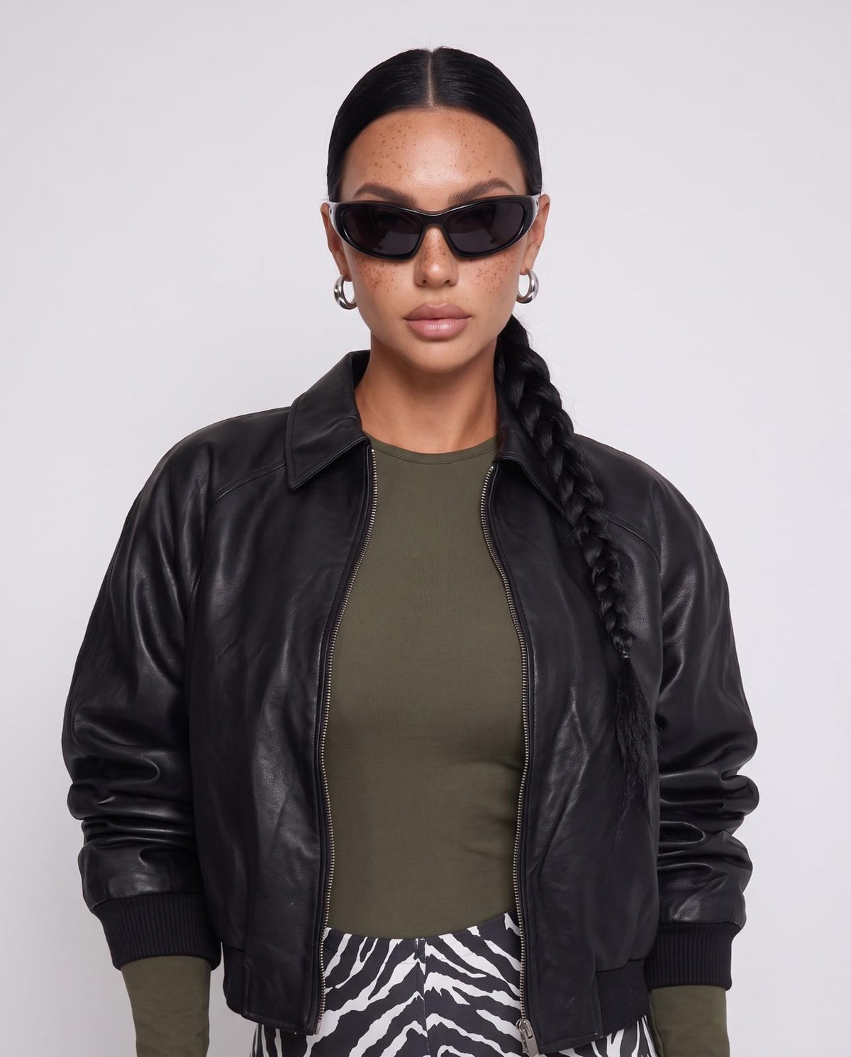 Chaqueta bomber de piel Crazy