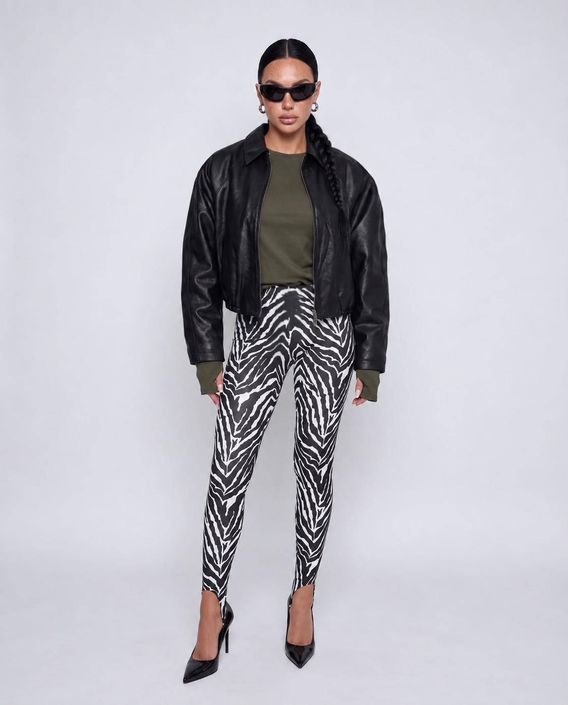 Leggings Foot Loop-Zebra