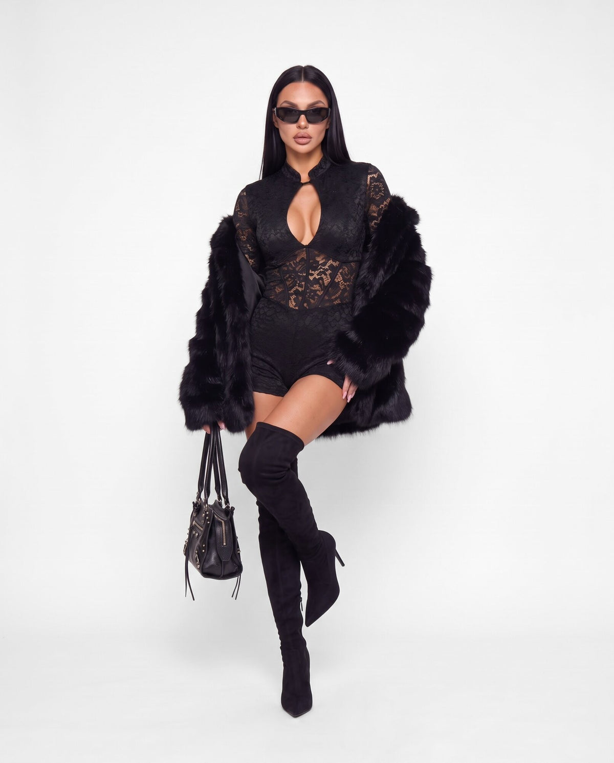 Jumpsuit Lace Drop-Black
