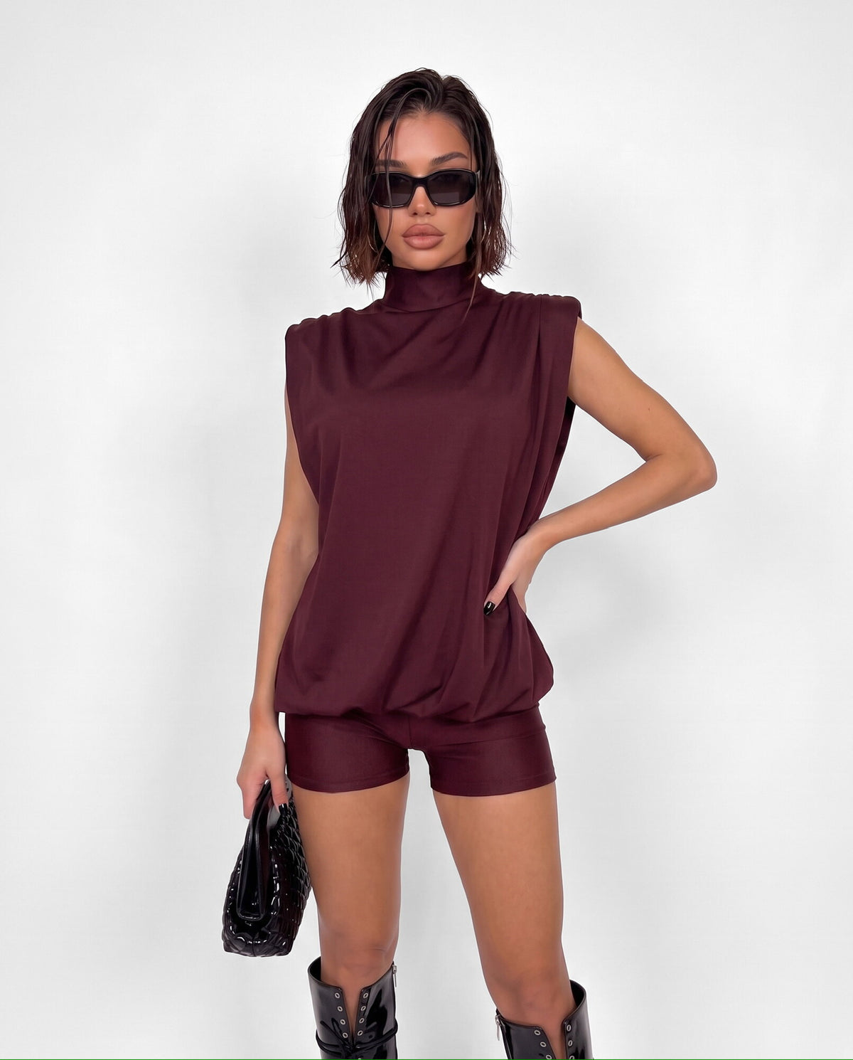 Jumpsuit Bare Back-Cherry Red