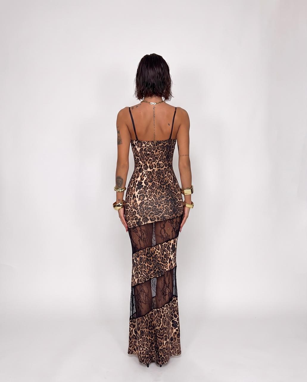 Abito Veil Lace-Leopard