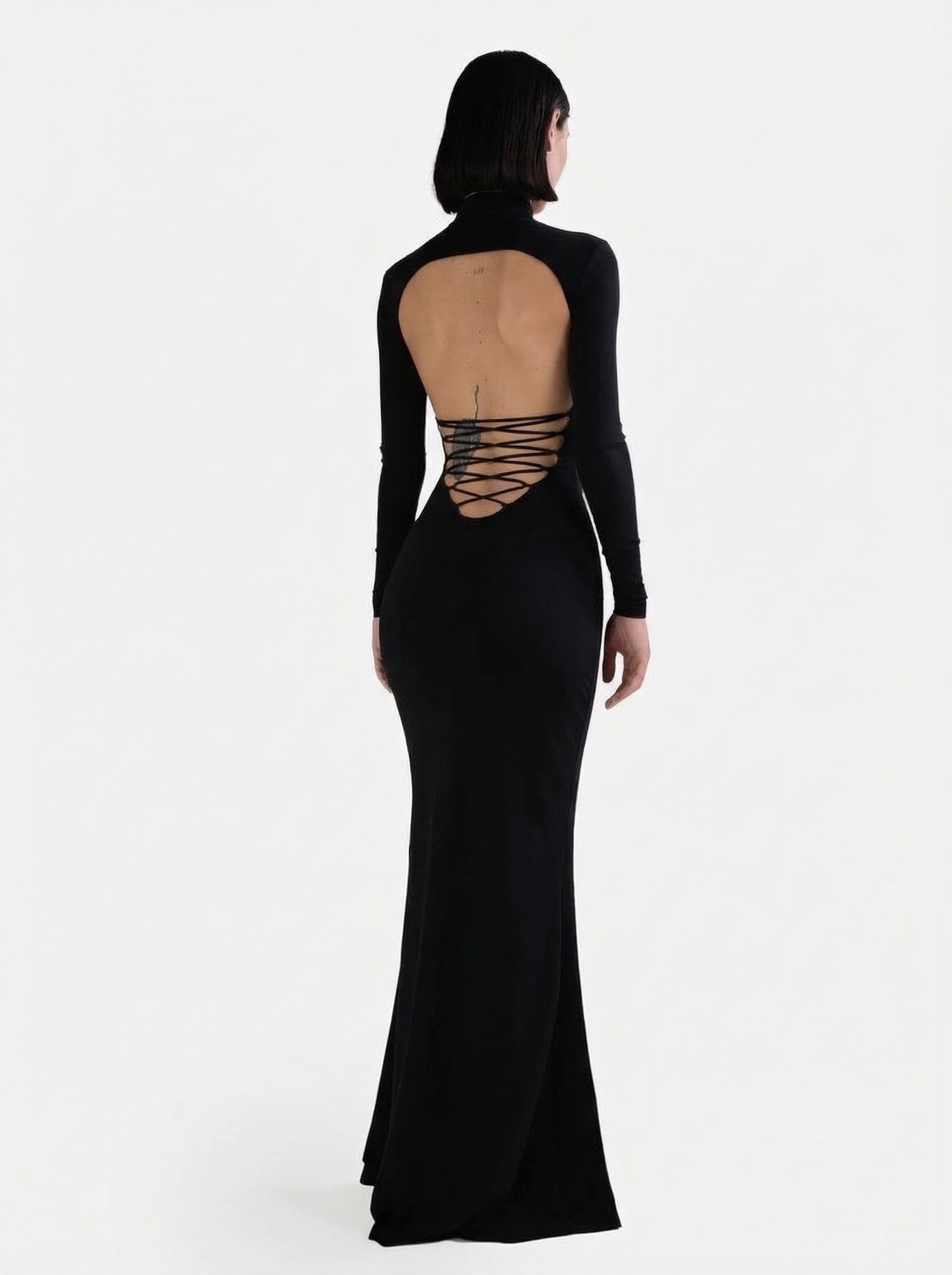 Fitted Lace Dress - Black
