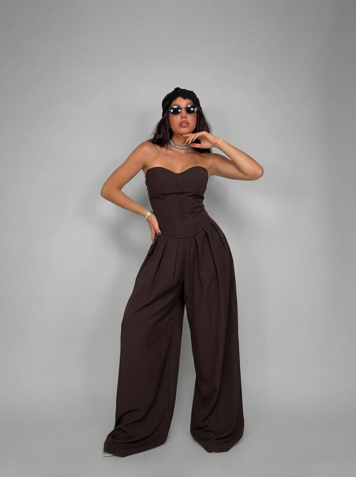 Tuta Strapless-Brown