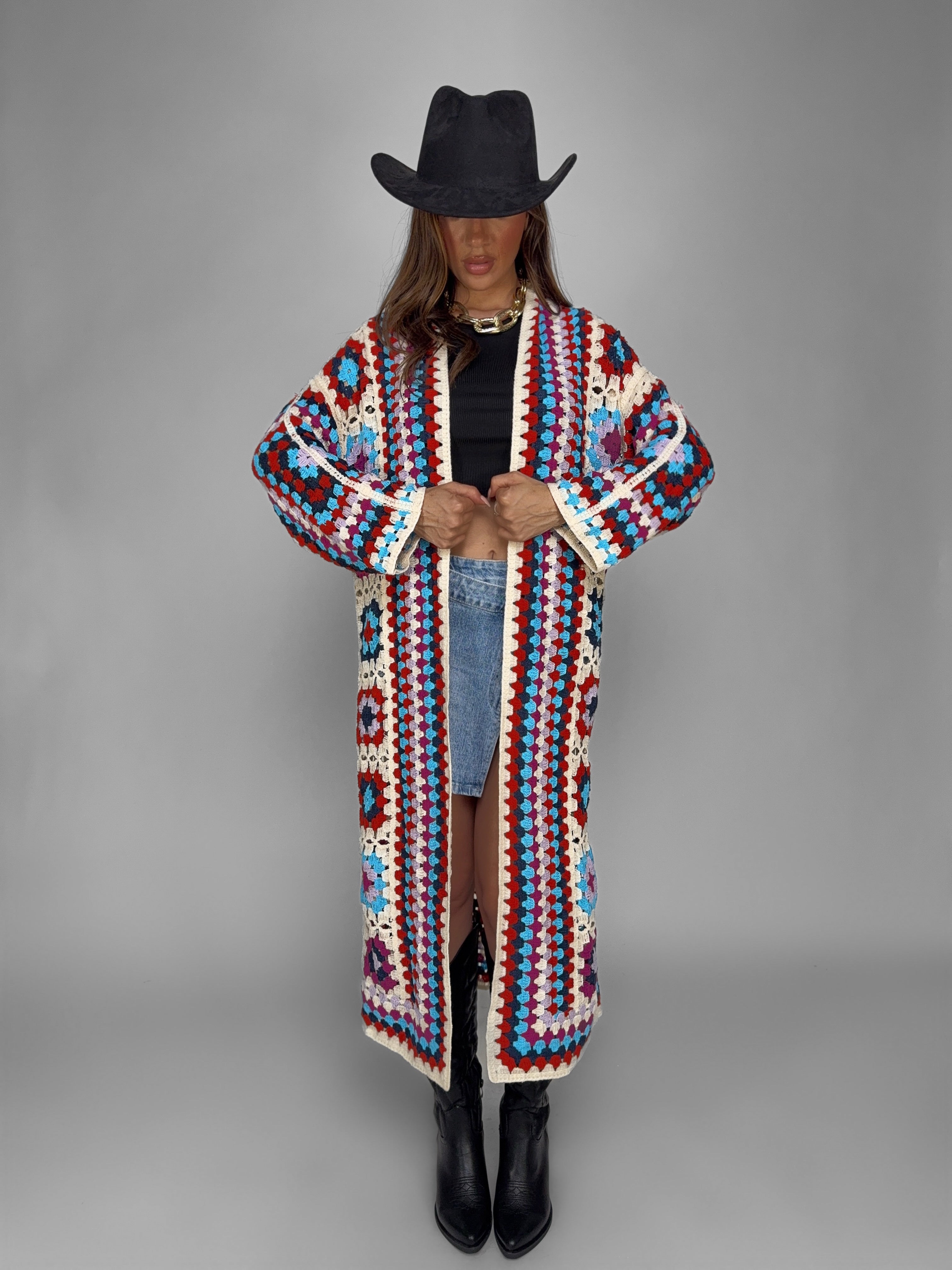 Maxi Cardigan Tribal Crochet