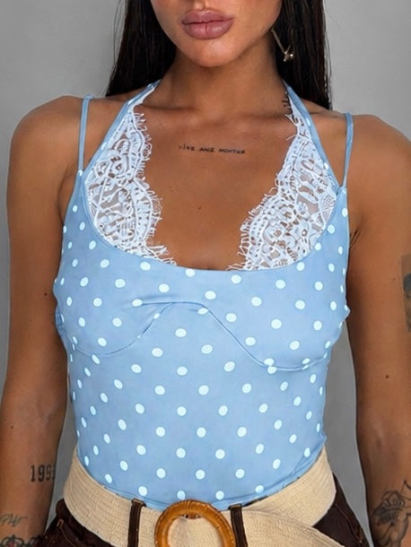 Body Polka Dot Lace-Light Blue