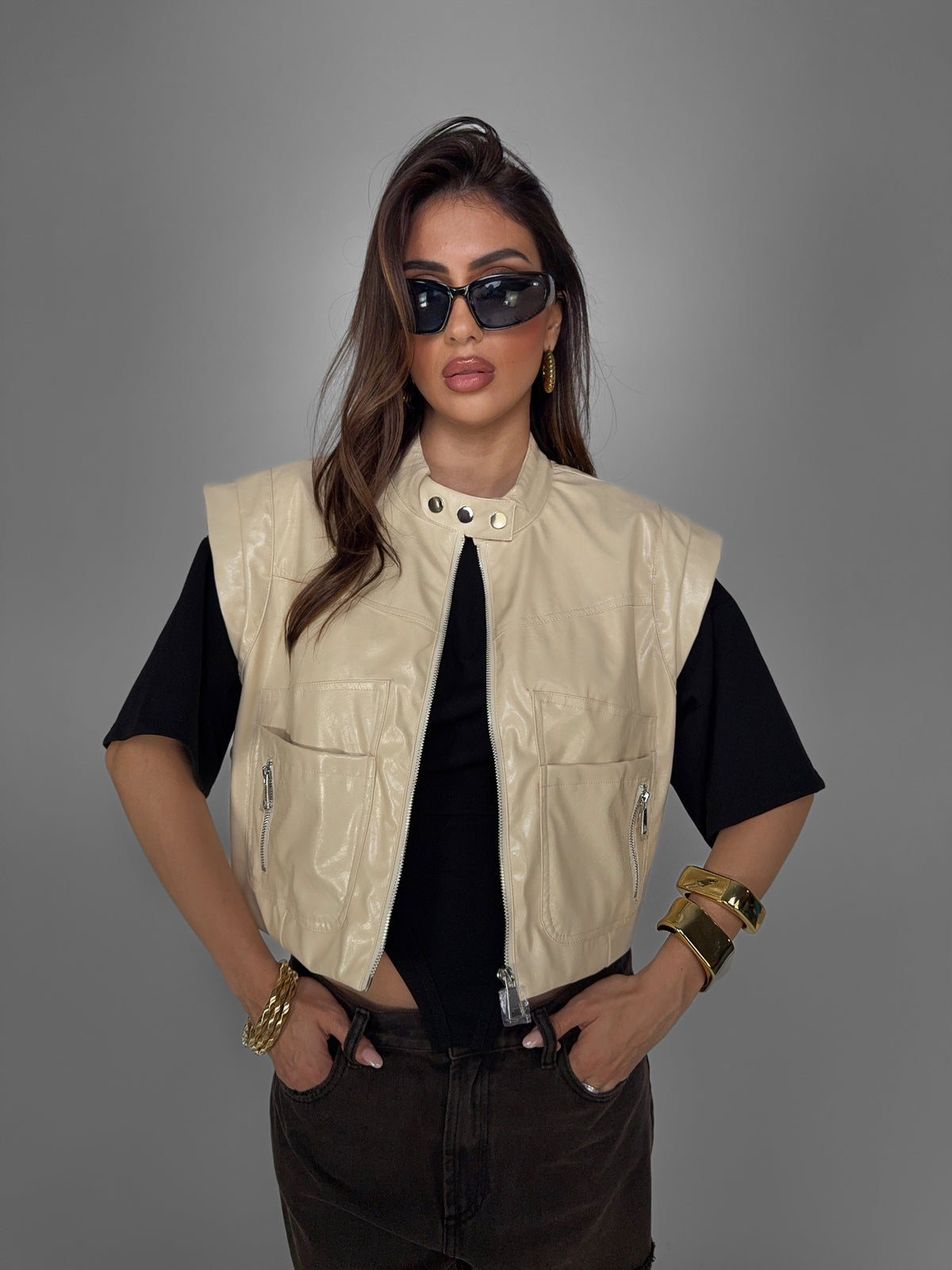 Shiny-Beige Vest