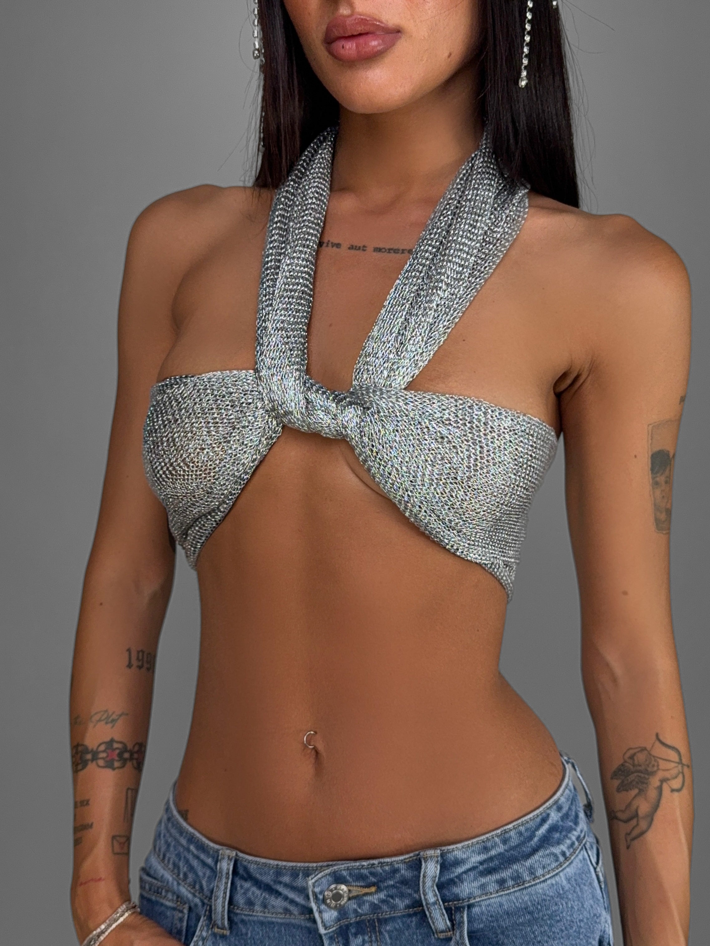 Top Foulard Shiny-Grey