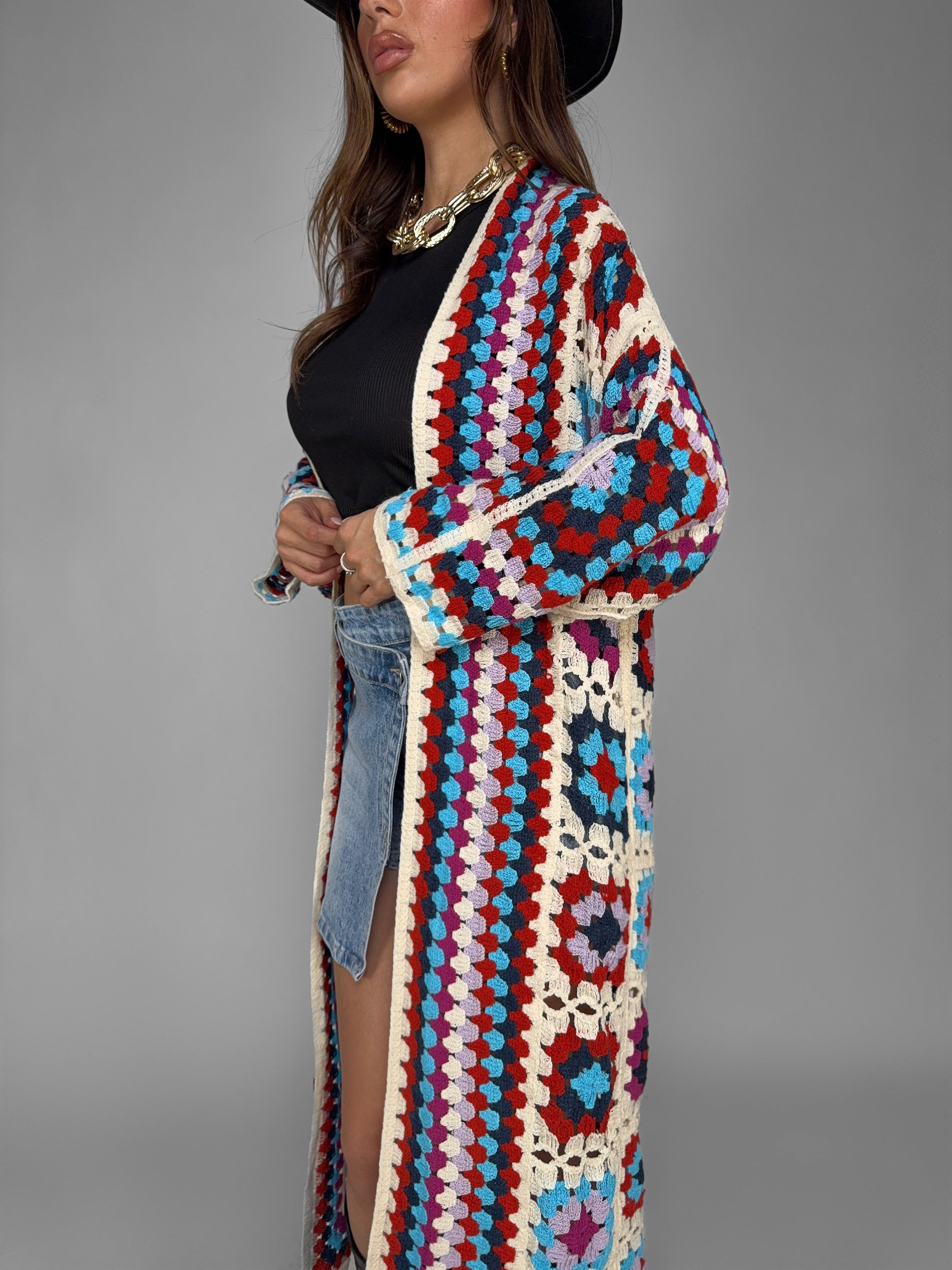 Maxi Tribal Crochet Cardigan