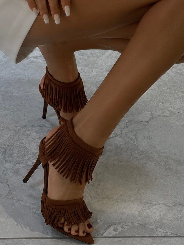 Boho Fringe Sandal - Brown