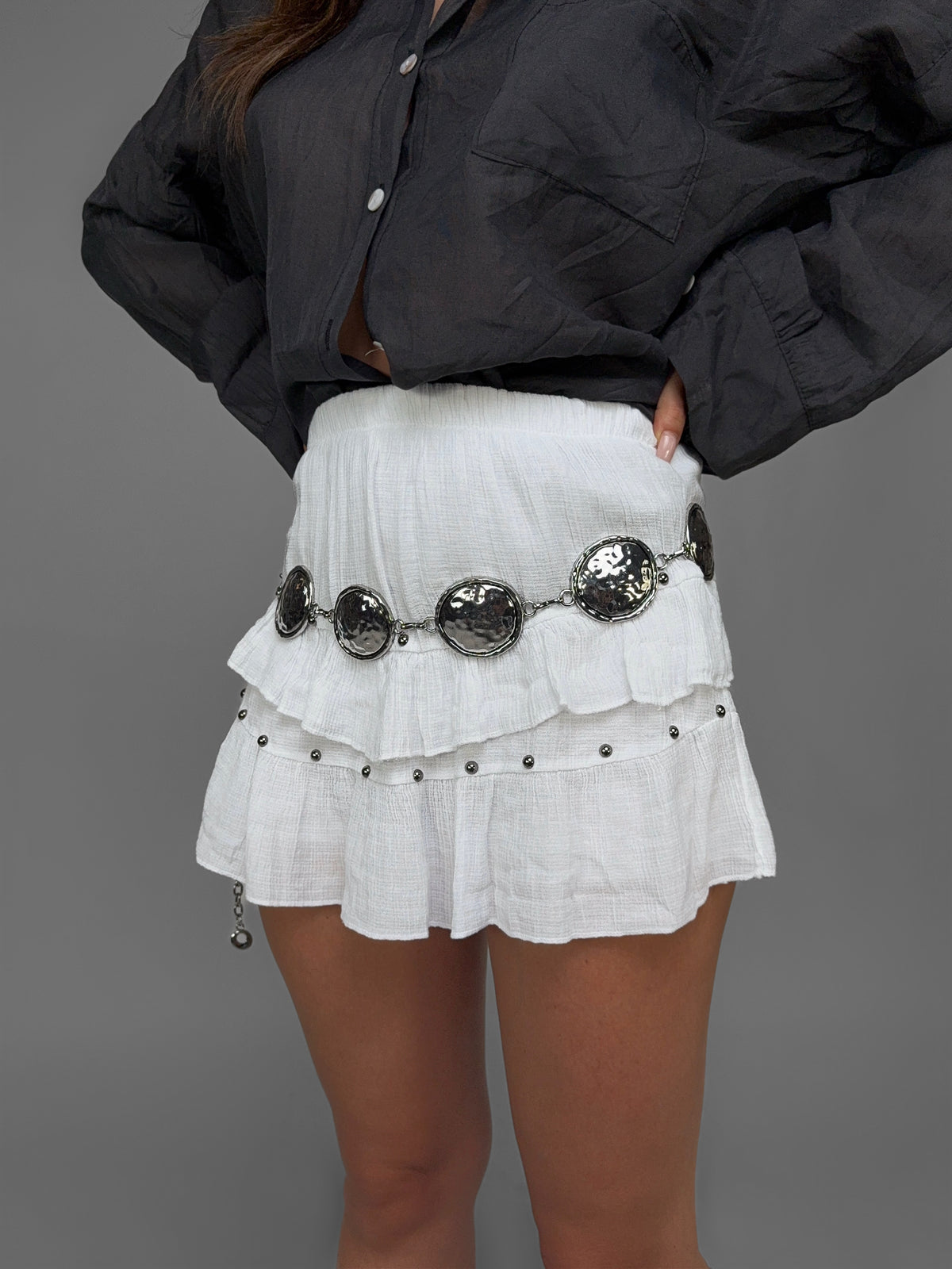Gonna White Studded