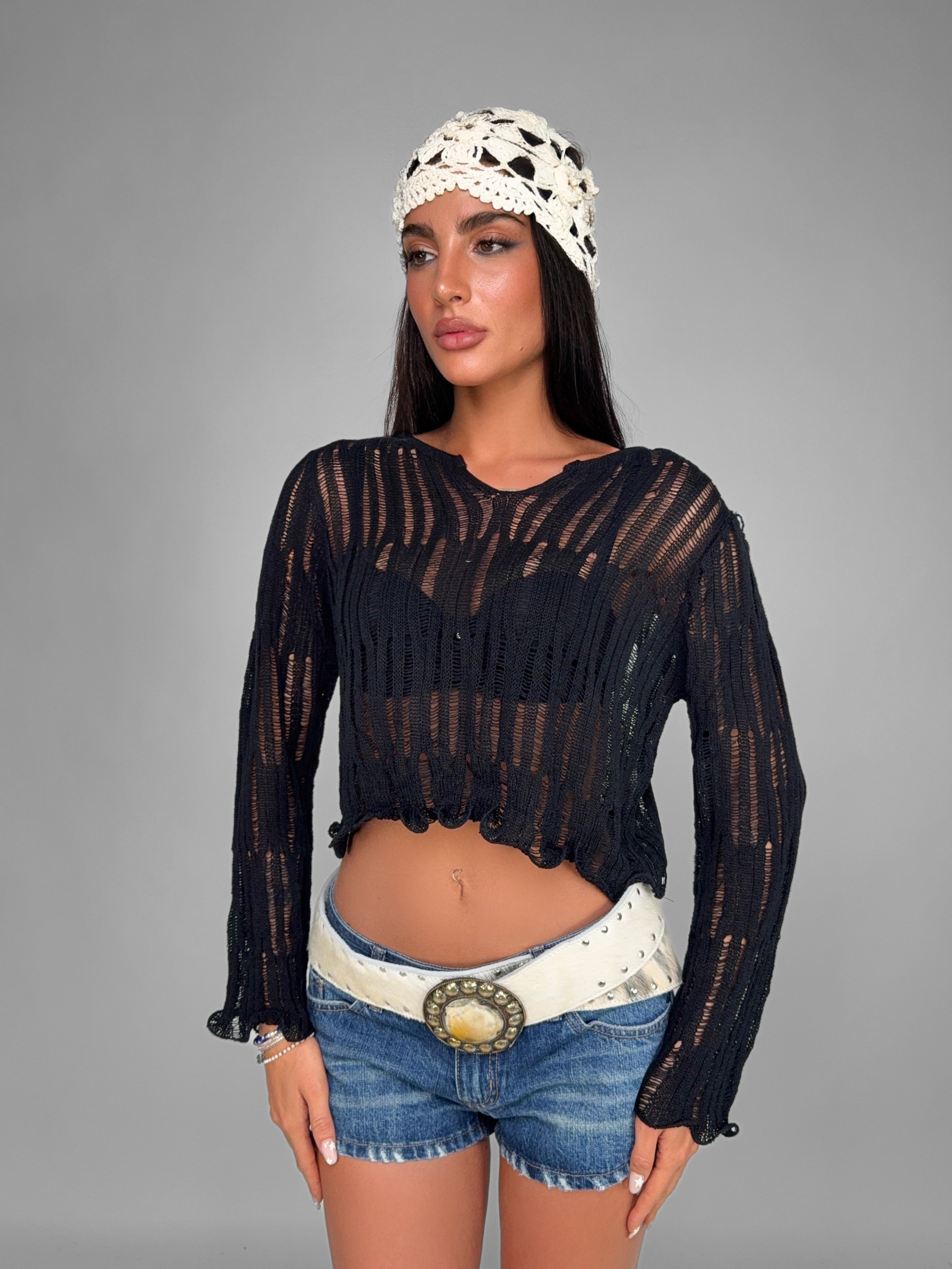 Luma Sheer-Black Top