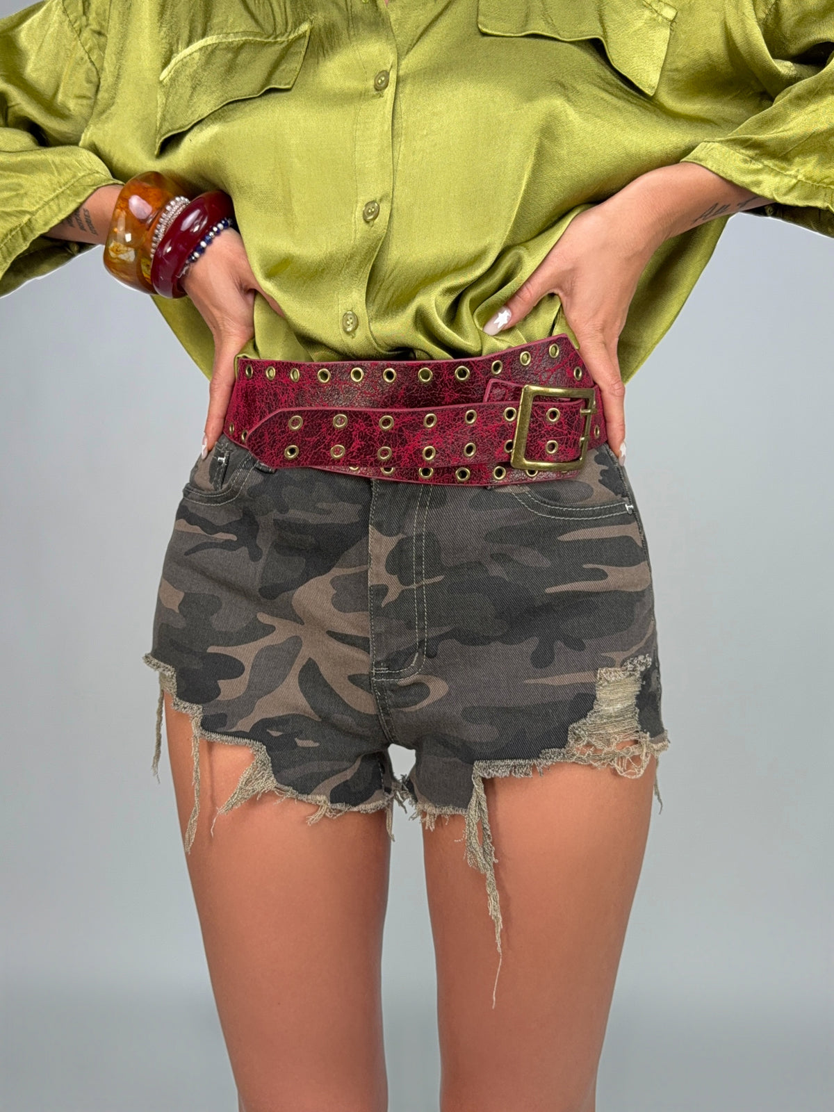 Distressed Army Shorts
