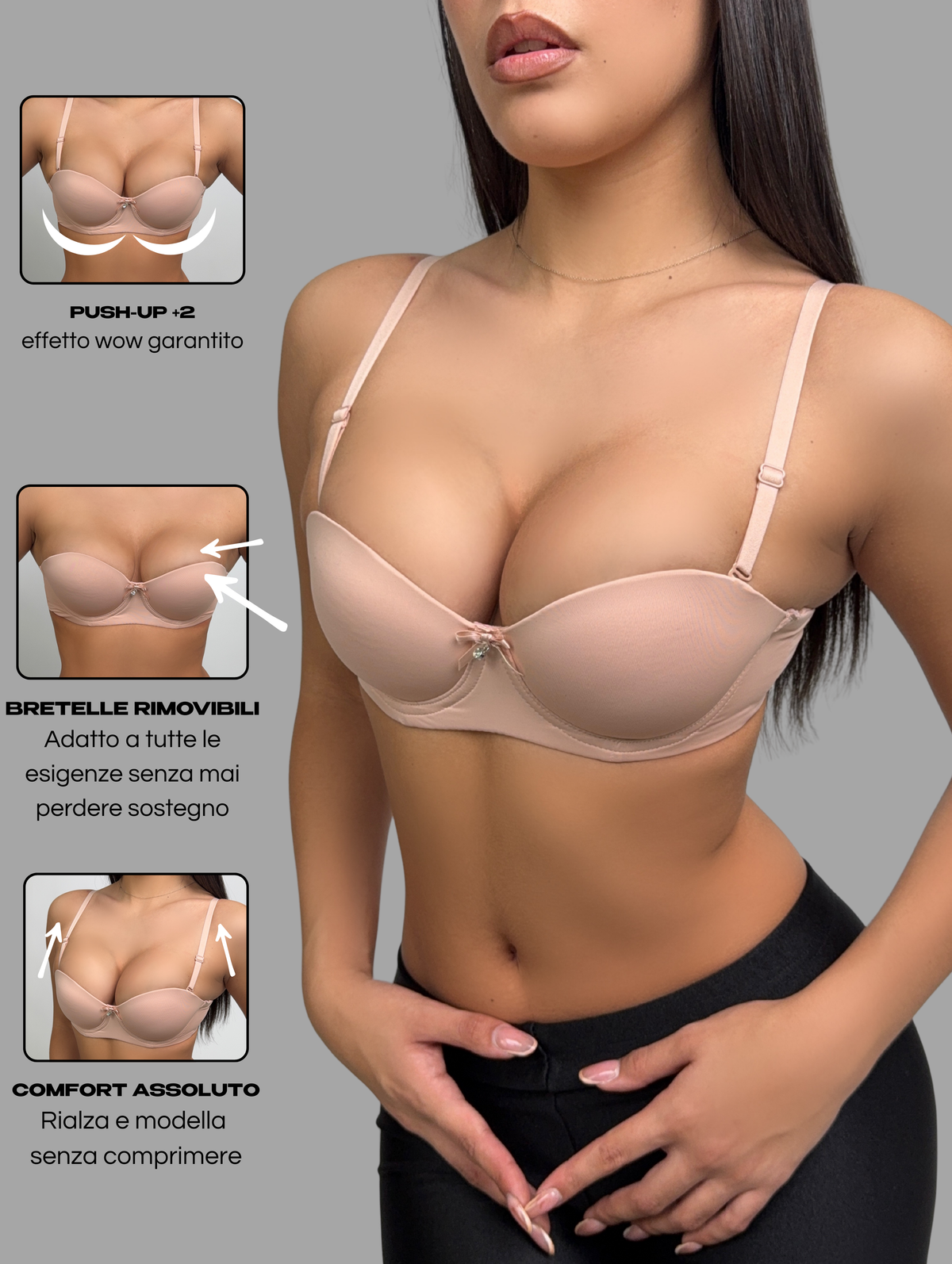 Top Magic Bra SUPER PUSH UP +2 SIZES - Skin