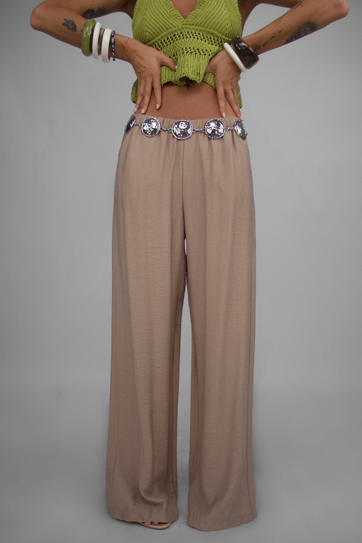 Street Style Trousers - Beige