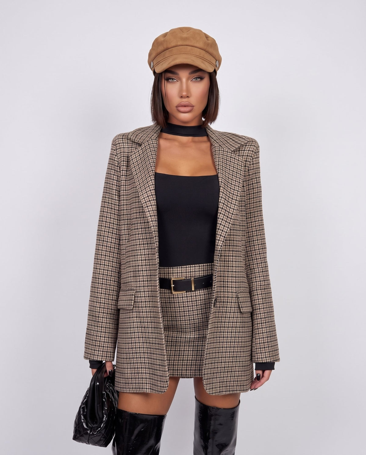 Giacca Mini Check-Beige