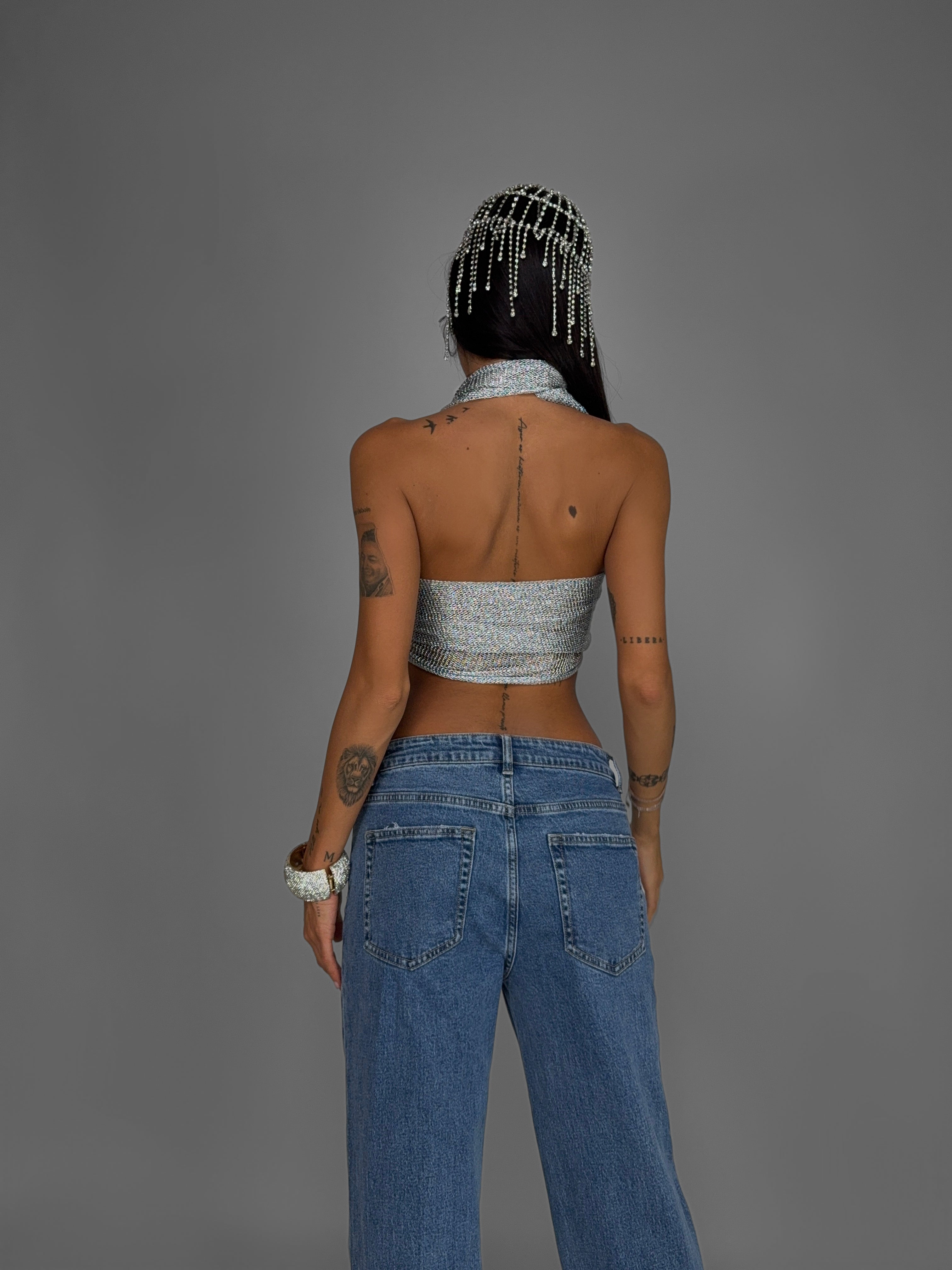 Top Foulard Shiny-Grey