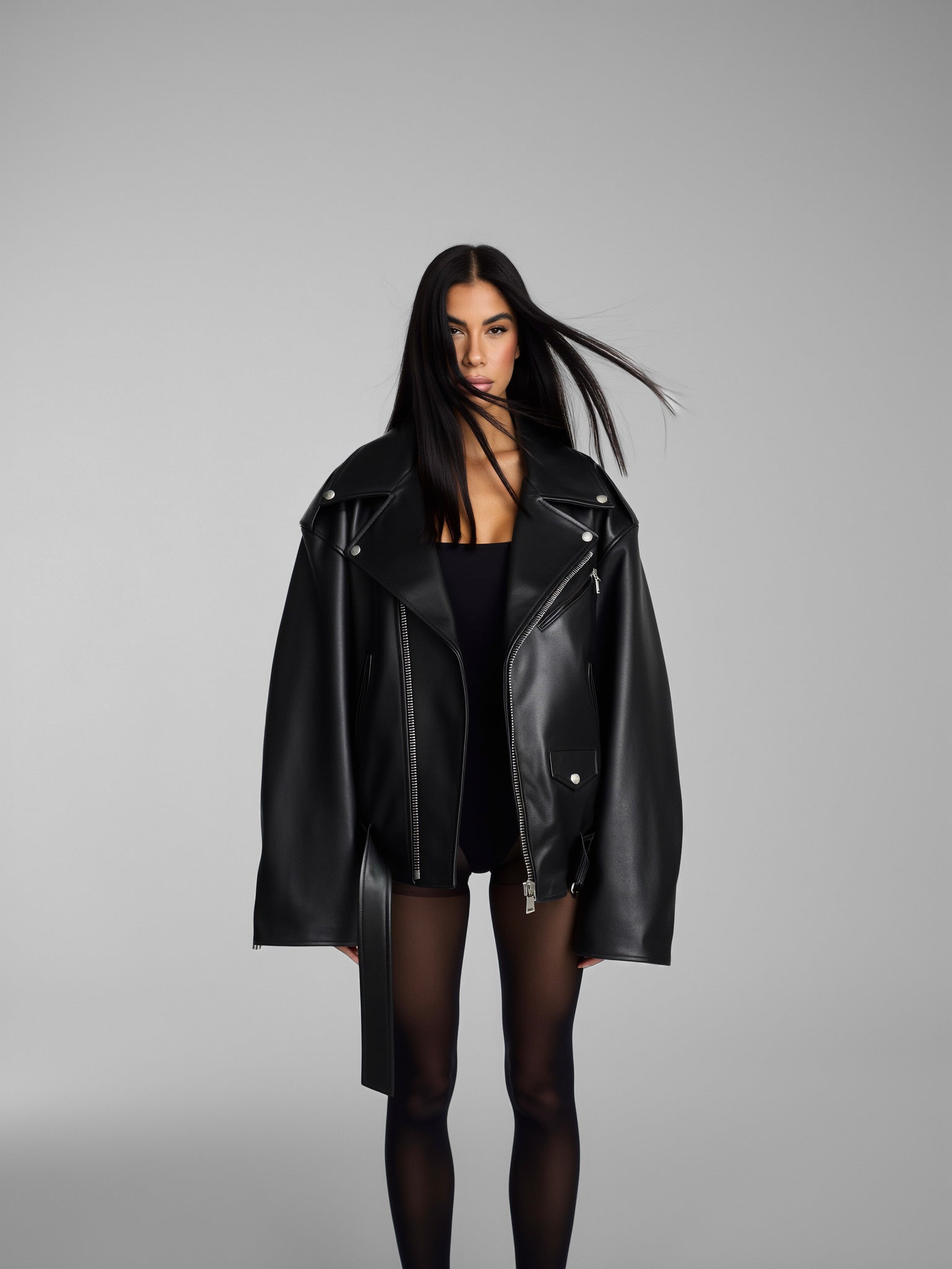 Chiodo Over Leather-Black