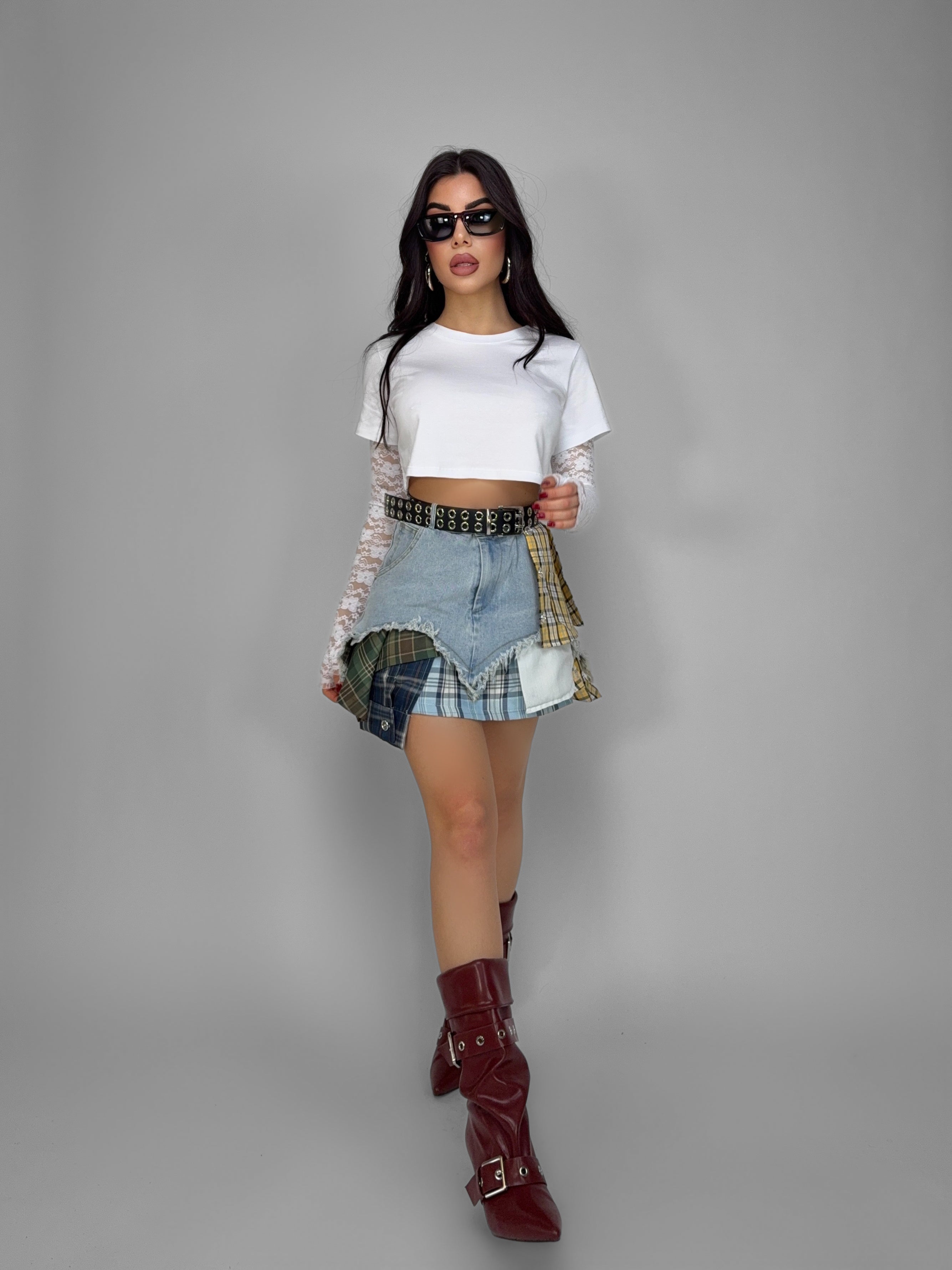 Total Look Plaid Skirt