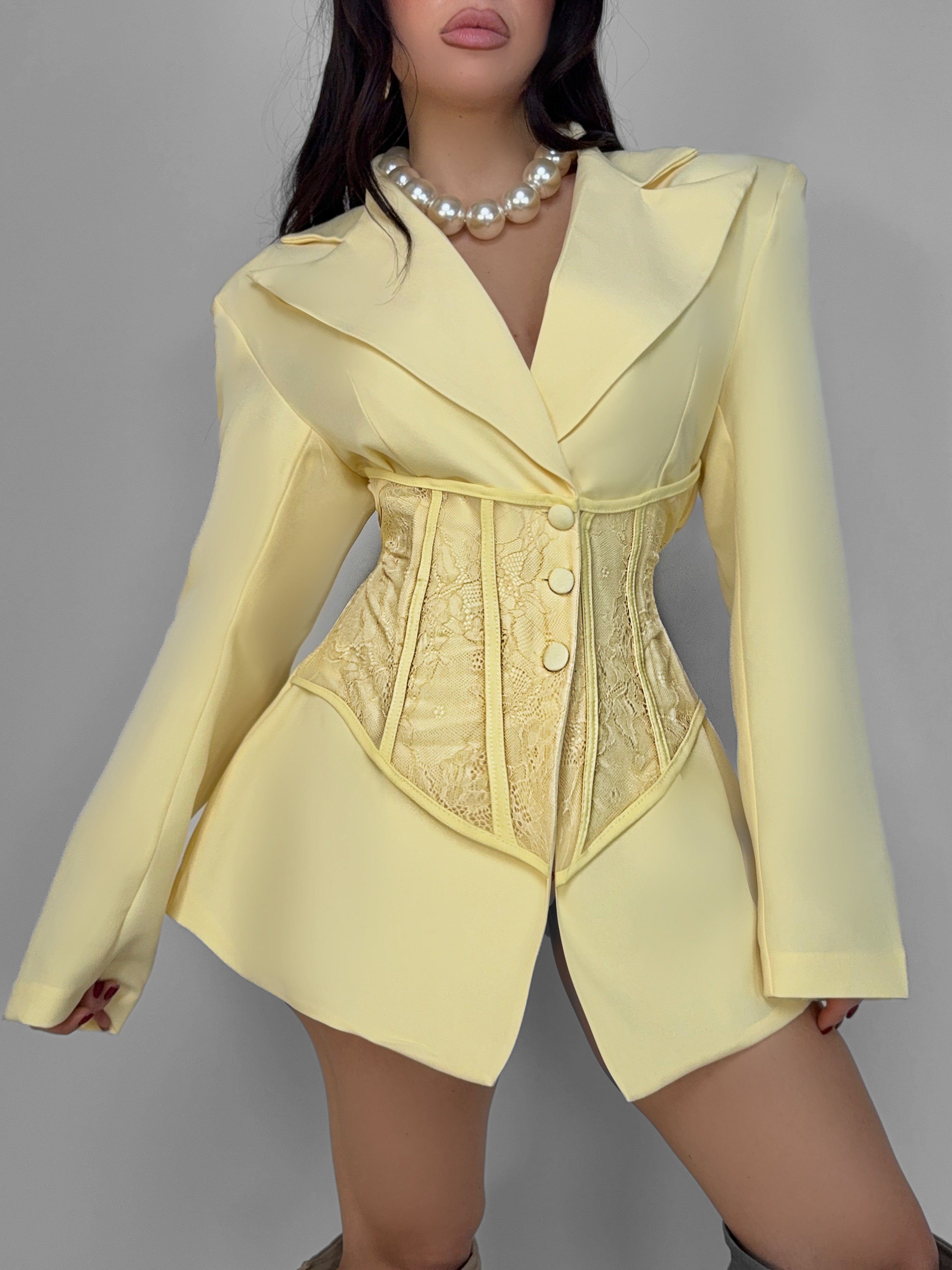 Blazer Lace Silhouette-Yellow