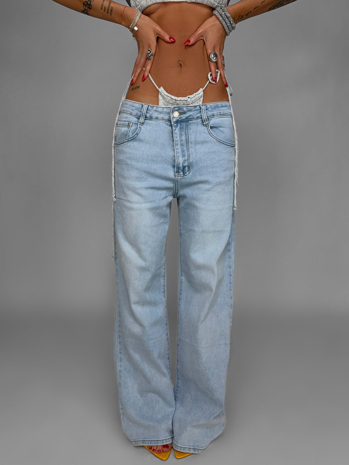 Jeans Glitter Pocket-Pink