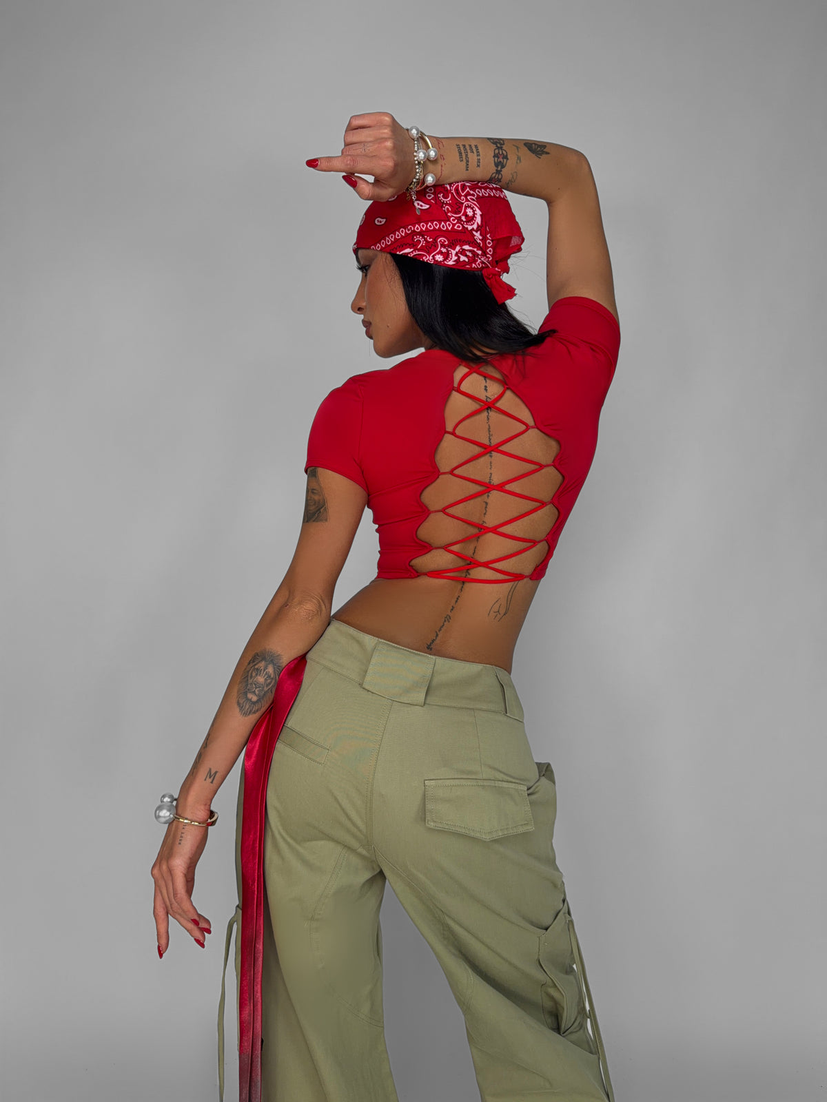 Top Back Tie-Red