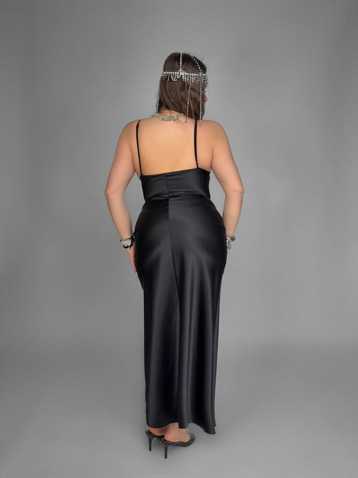 CURVY FIT - Abito Elegant Gloss-Black
