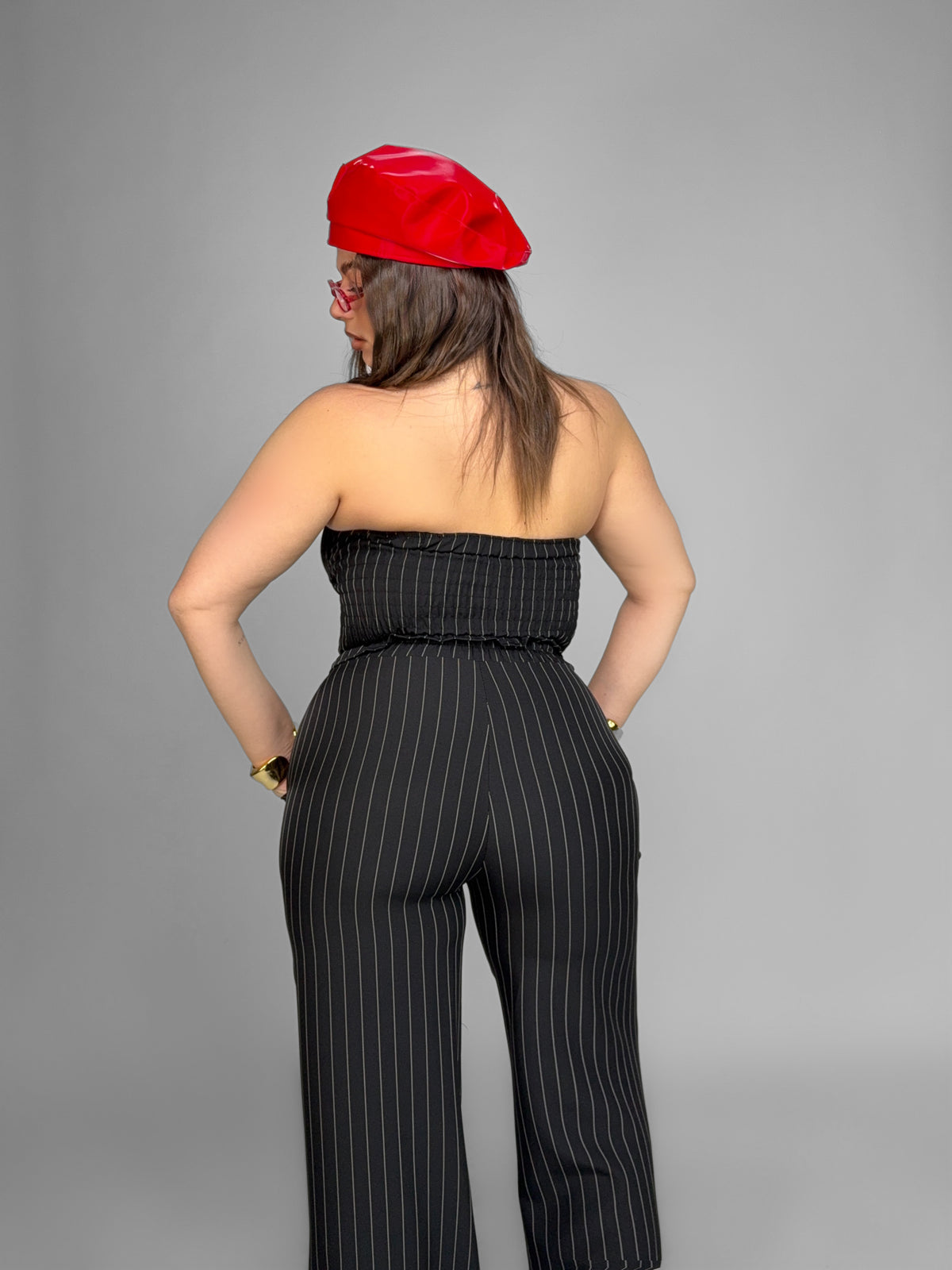 CURVY FIT - Completo Pinstripe Black