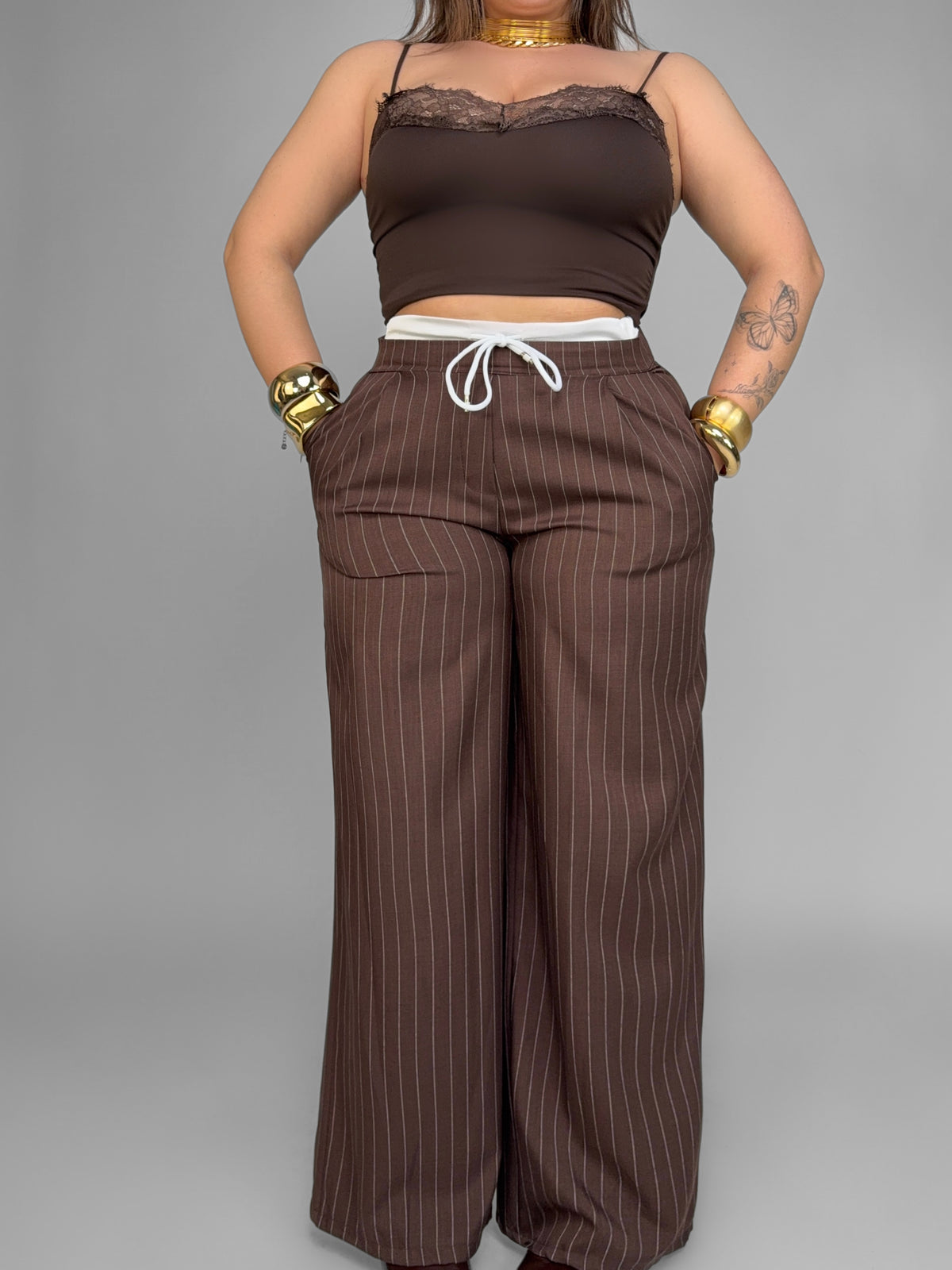 CURVY FIT - Pantalone Street Layer-Brown