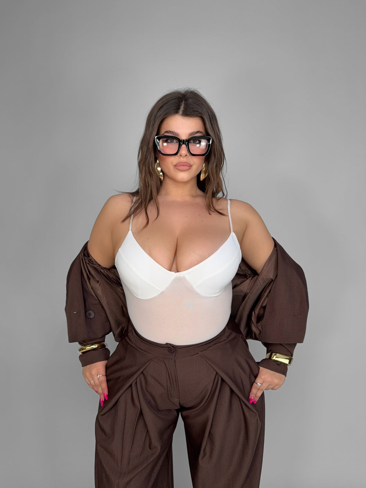 CURVY FIT - Classic Fit Bodysuit - White